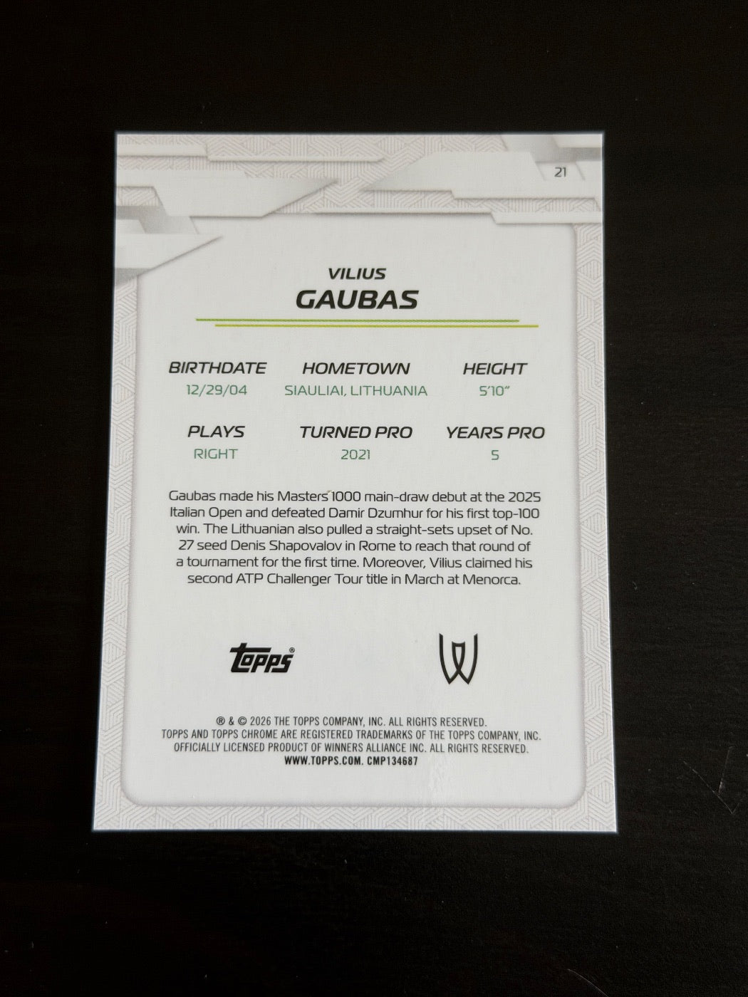 2026 Topps Chrome Vilius Gaubas Gold Geometric /50