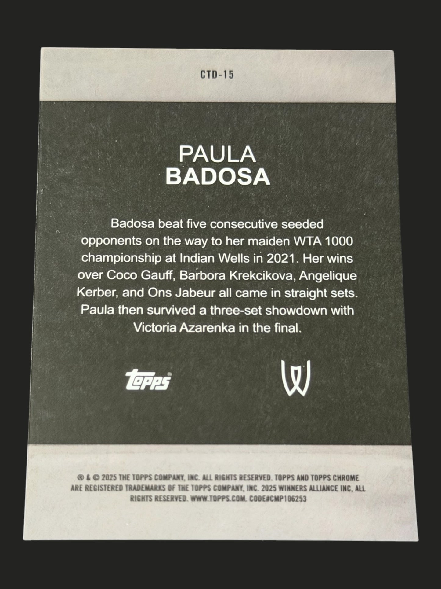 2025 Topps Chrome Tennis Captured Paula Badosa