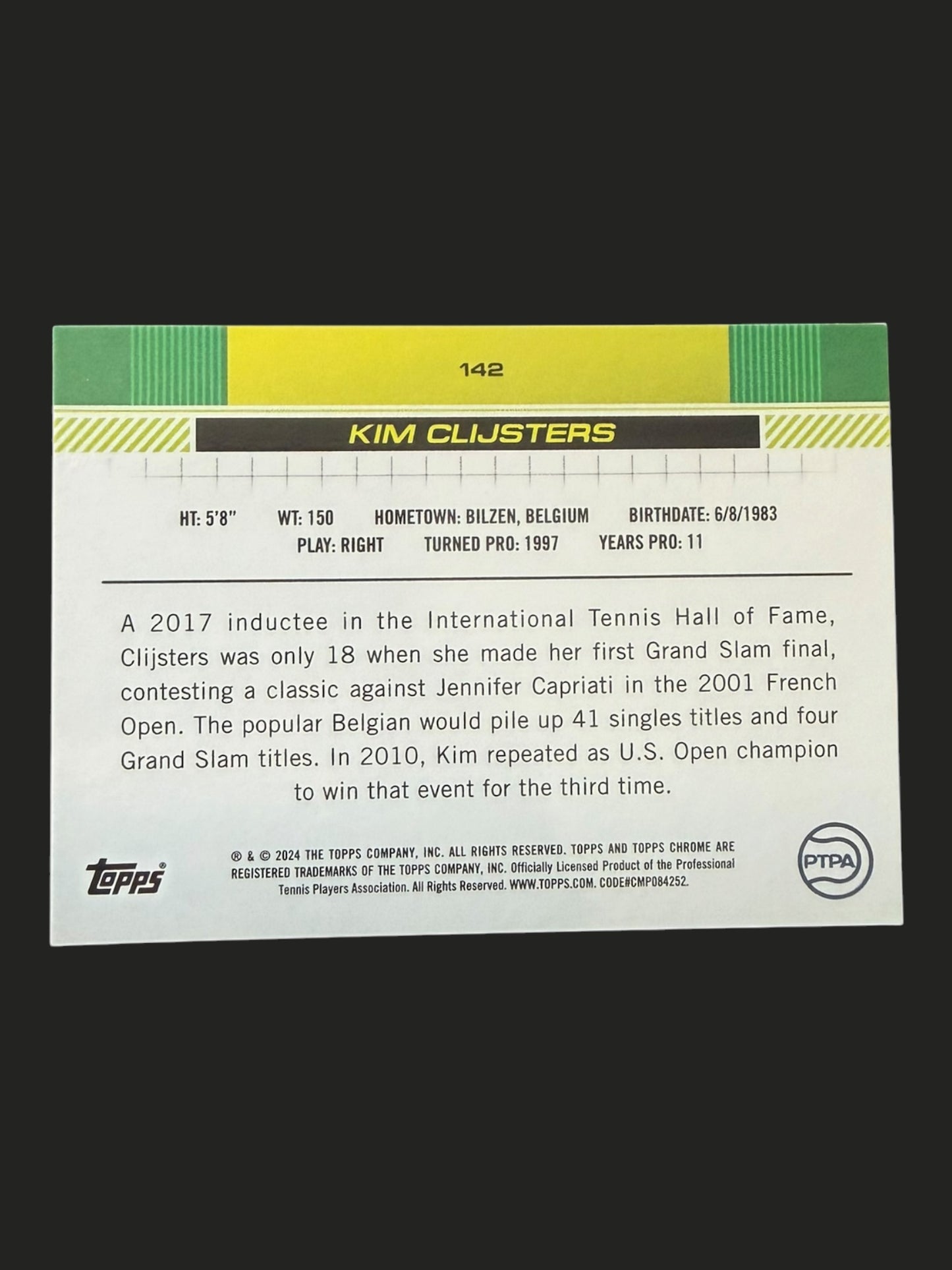 2024 Topps Chrome Tennis Clay Court Refractor Kim Clijsters