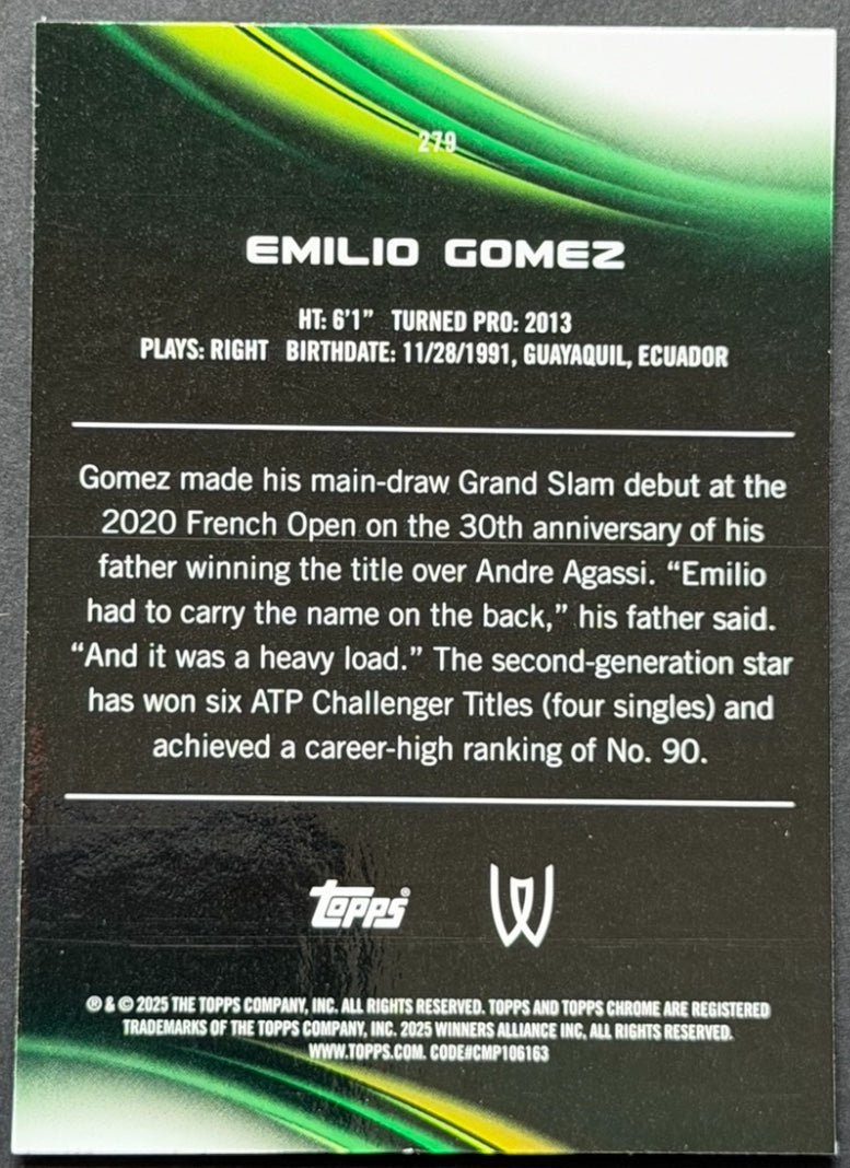 2025 Topps Chrome Tennis Aqua Refractor 157/199 Emilio Gomez
