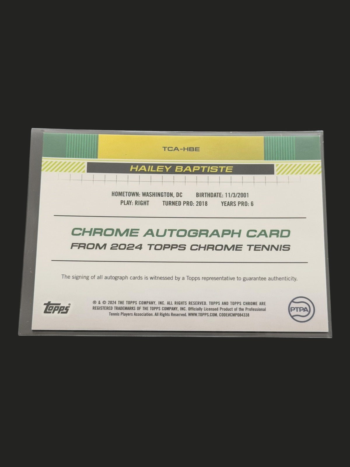 2024 Topps Chrome Hailey Baptiste — Auto tennis card