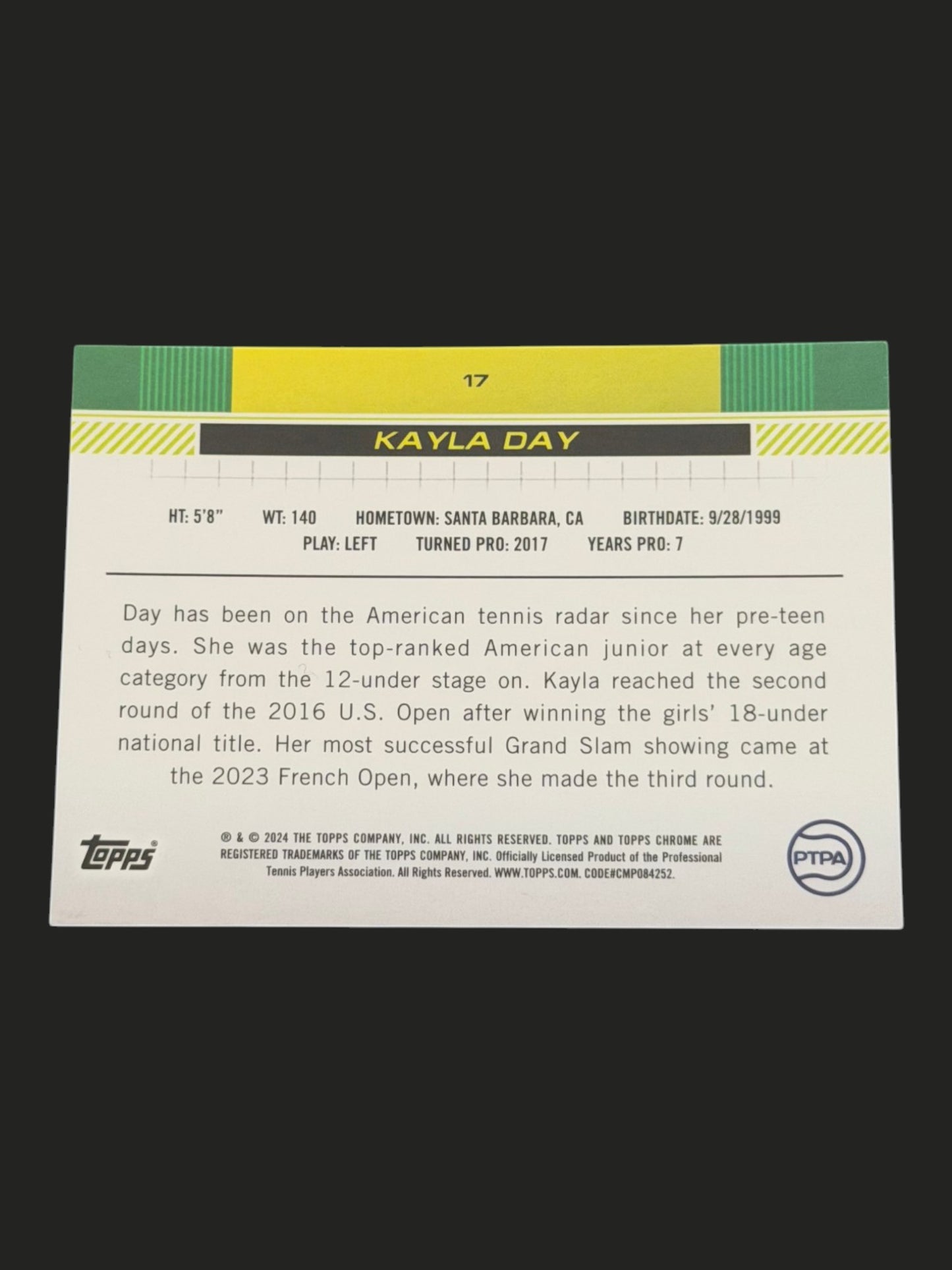 2024 Topps Chrome Tennis Green Refractor 85/99 Kayla Day