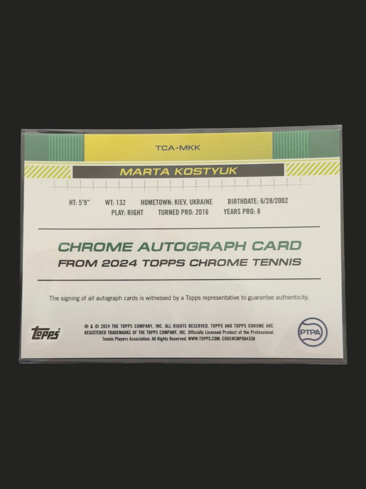 2024 Topps Chrome Tennis Blue Auto 150/250 Marta Kostyuk