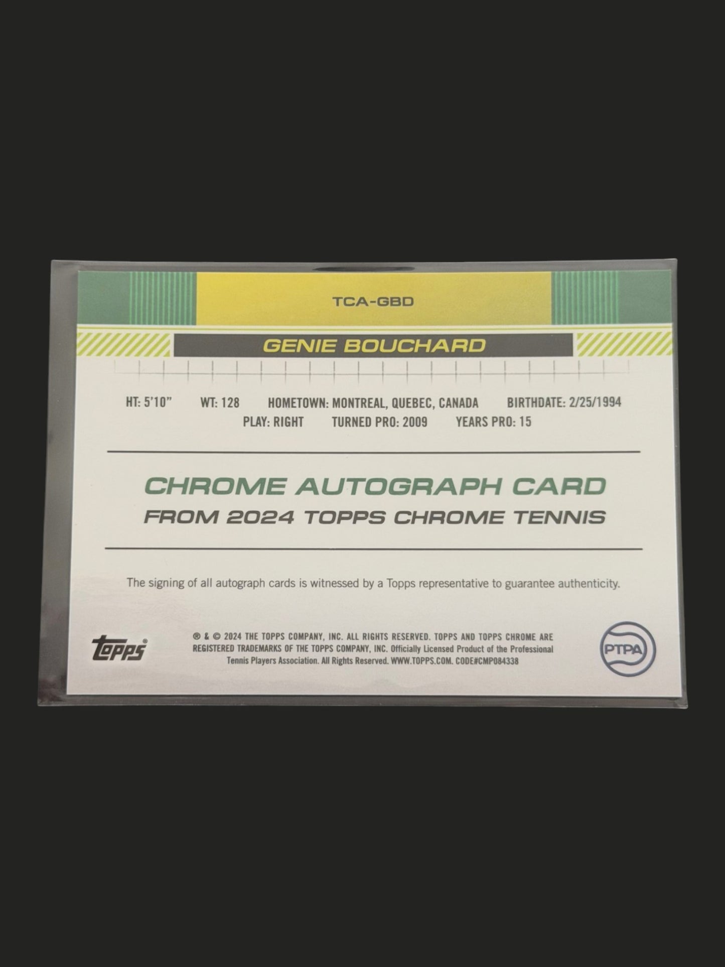 2024 Topps Chrome Tennis Auto Genie Bouchard
