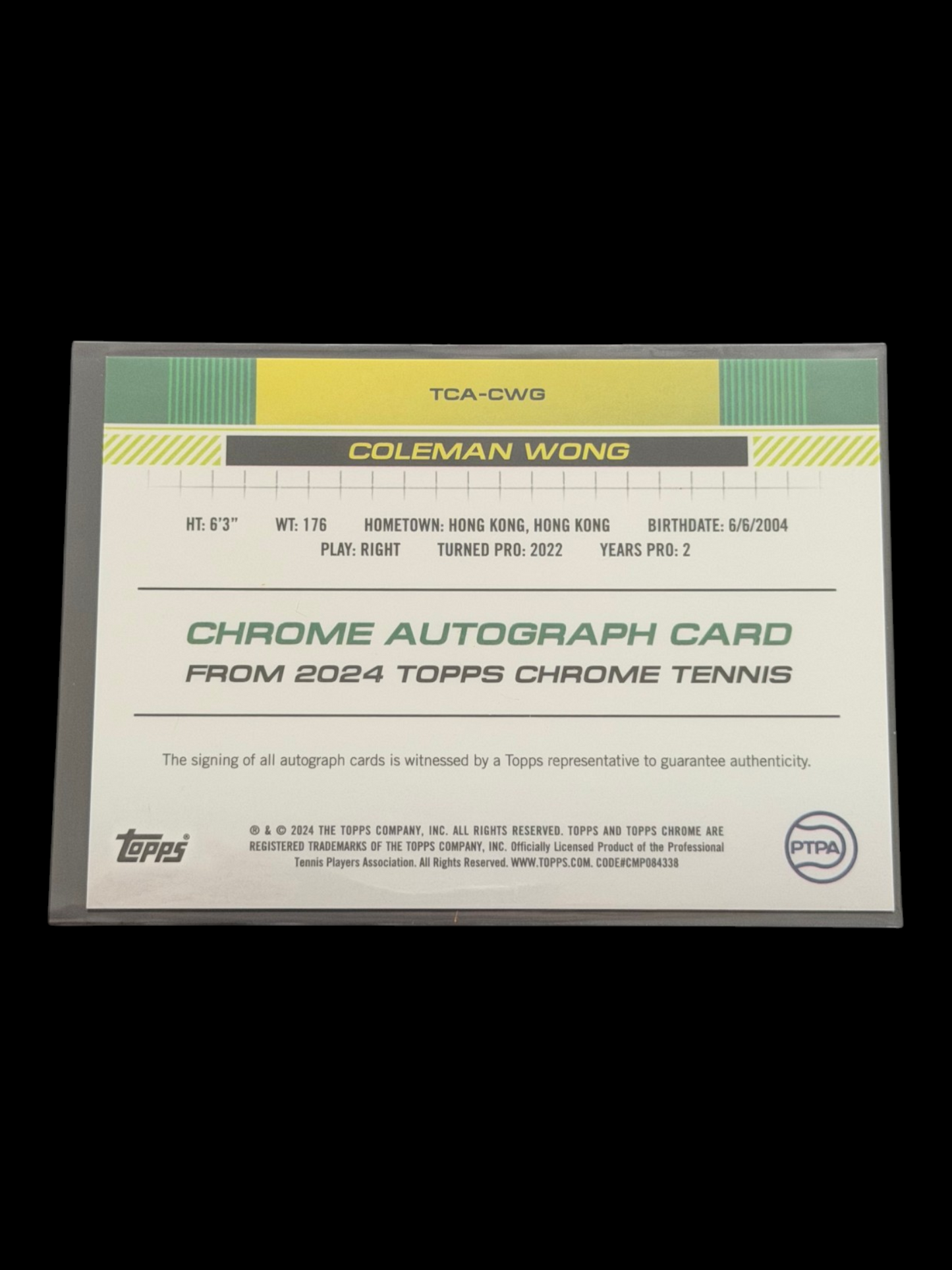 2024 Topps Chrome Coleman Wong — Blue Auto /250