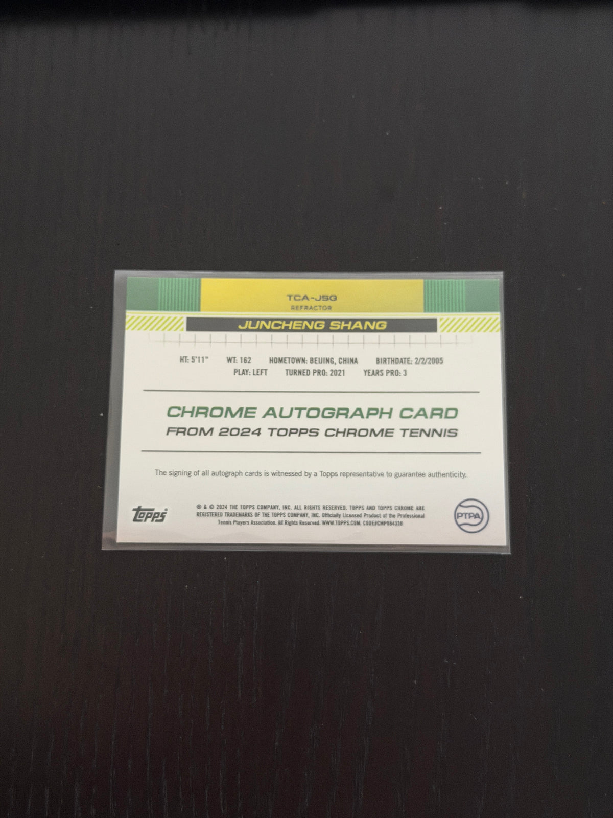 2024 Topps Chrome Juncheng Shang — Refractor Auto /499