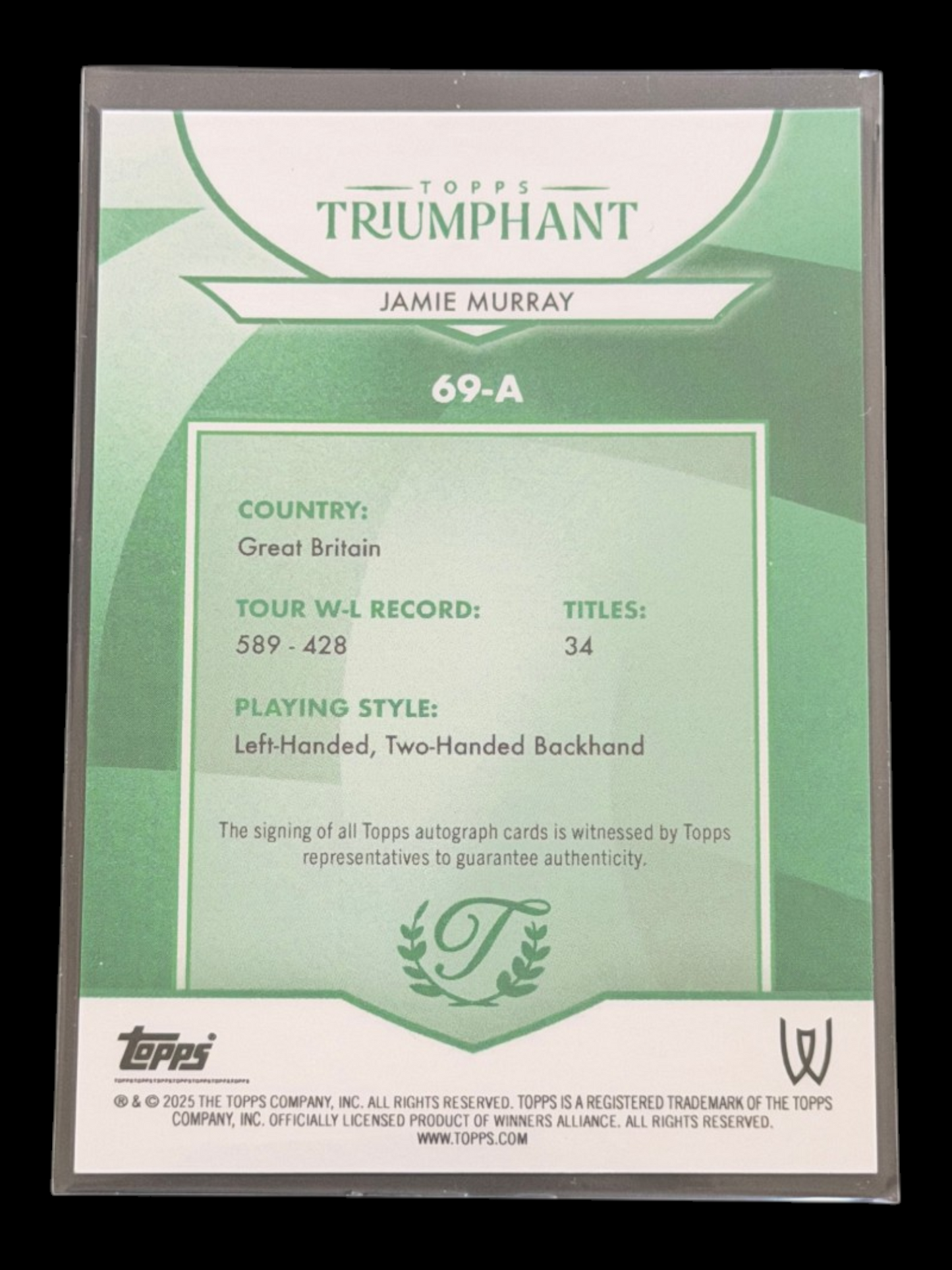 2025 Topps Triumphant Jamie Murray Black Auto /10