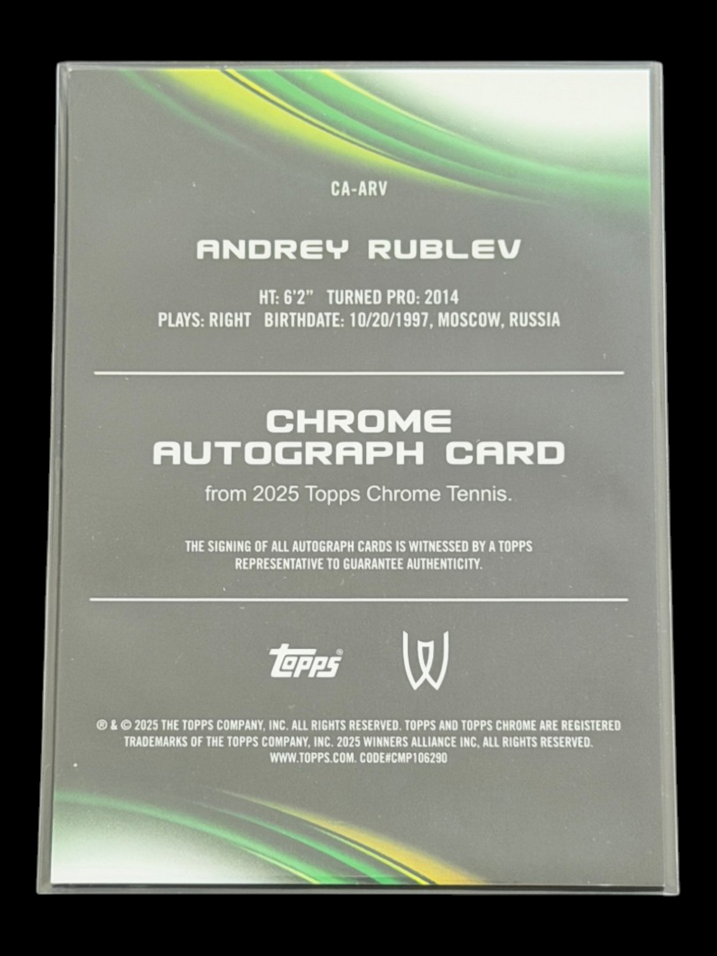 2025 Topps Chrome Andrey Rublev Auto