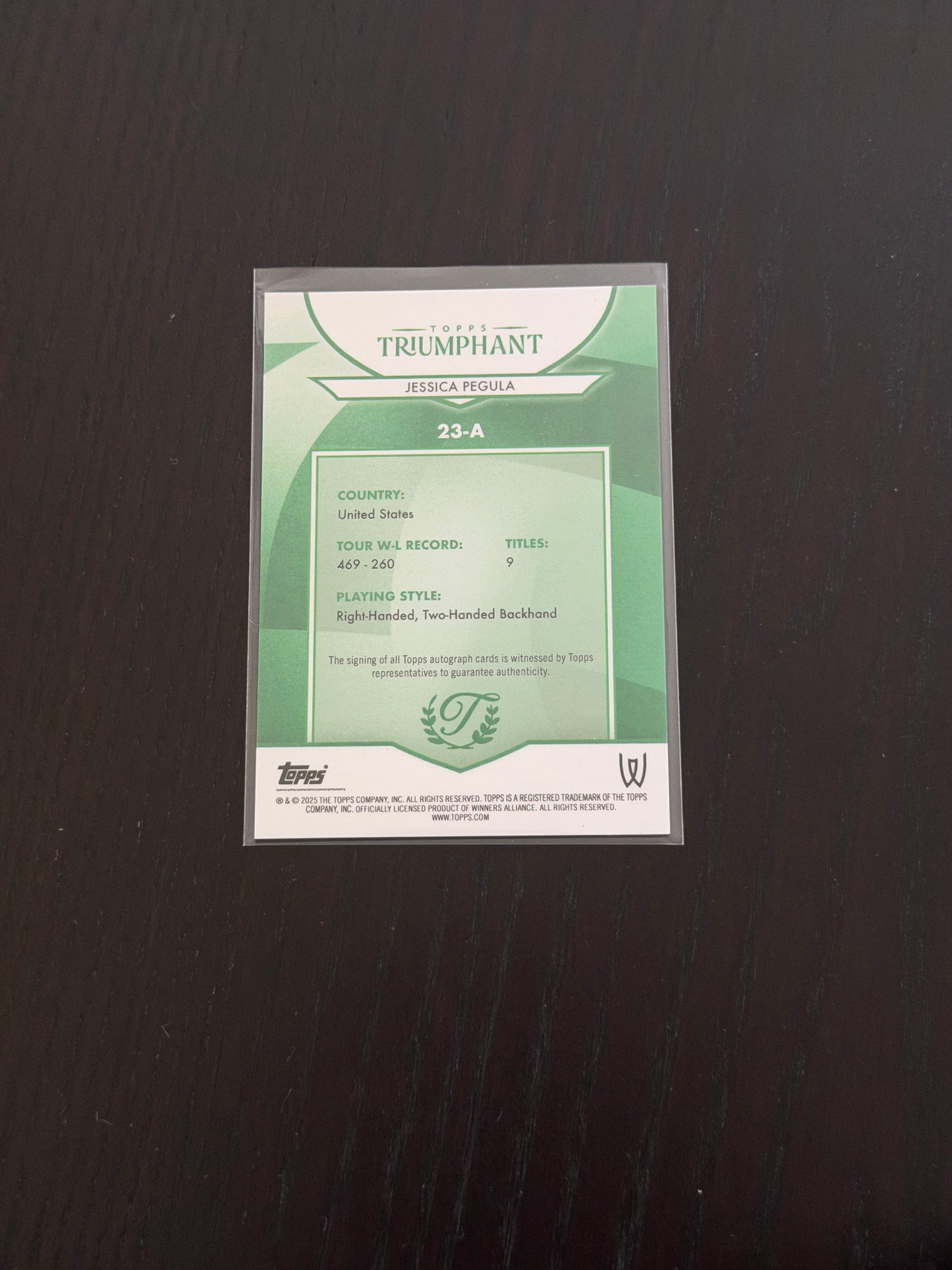 2025 Topps Triumphant Jessica Pegula Green Auto /35
