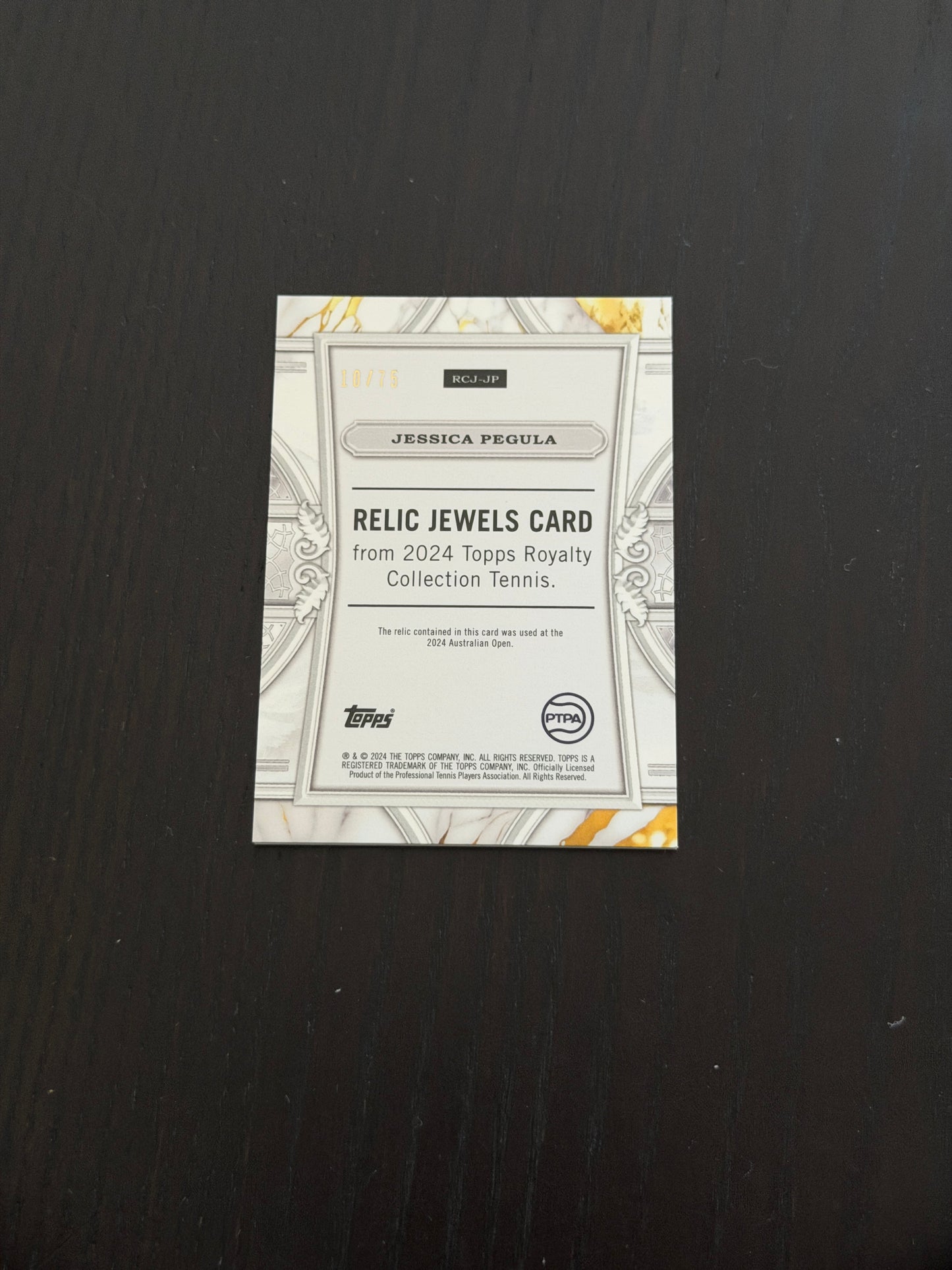2024 Topps Royalty Jessica Pegula — Relics Jewel /75