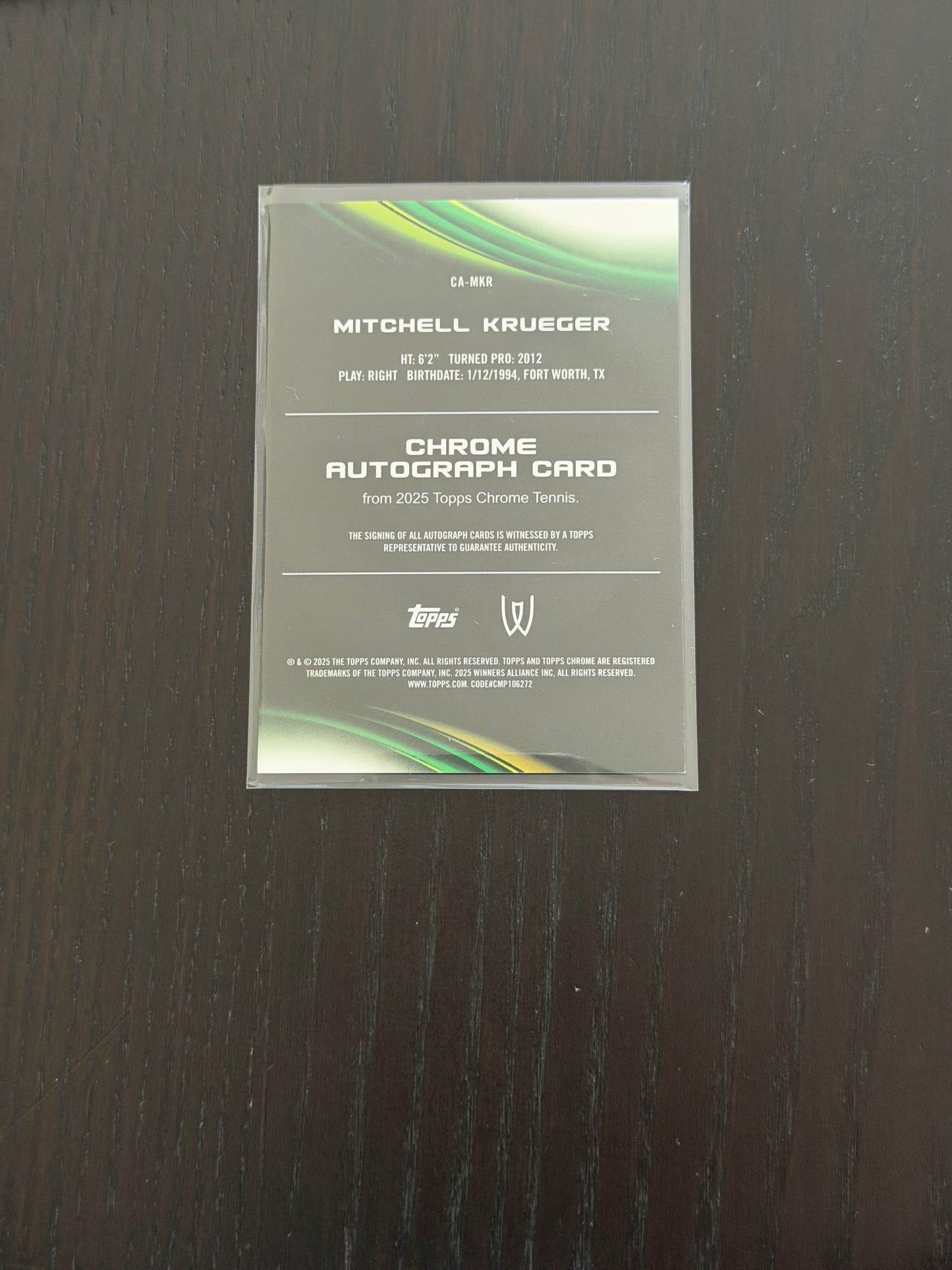 2025 Topps Chrome Mitchell Krueger — Blue Refractor Auto /150