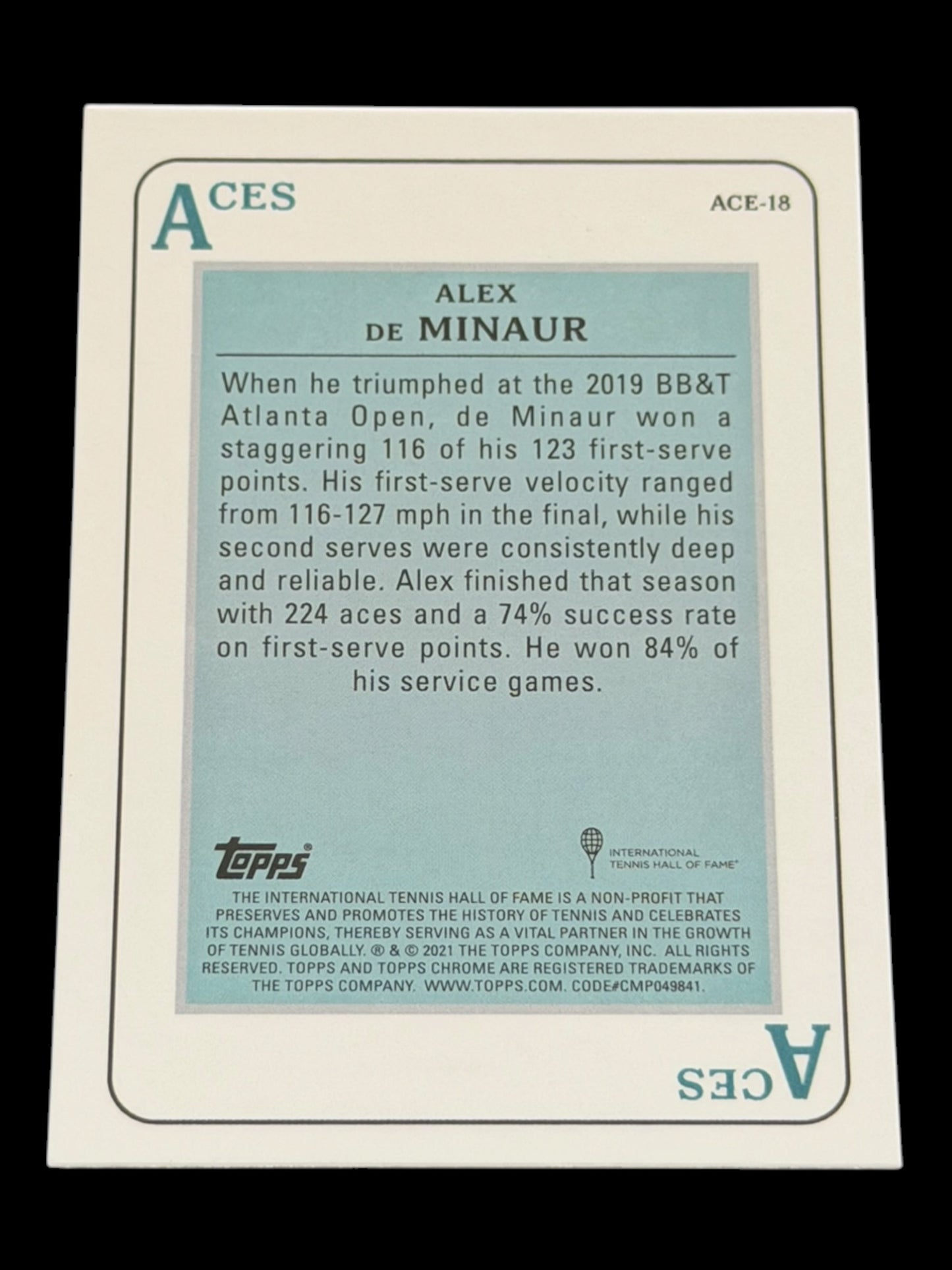 2021 Topps Chrome Alex de Minaur — Aces