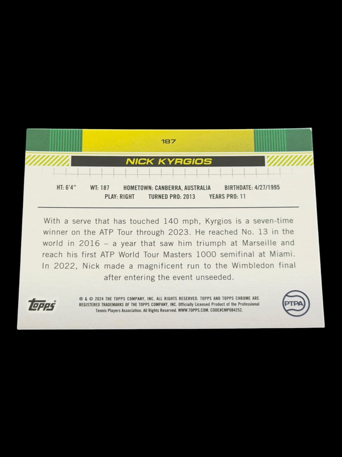 2024 Topps Chrome Sapphire Nick Kyrgios
