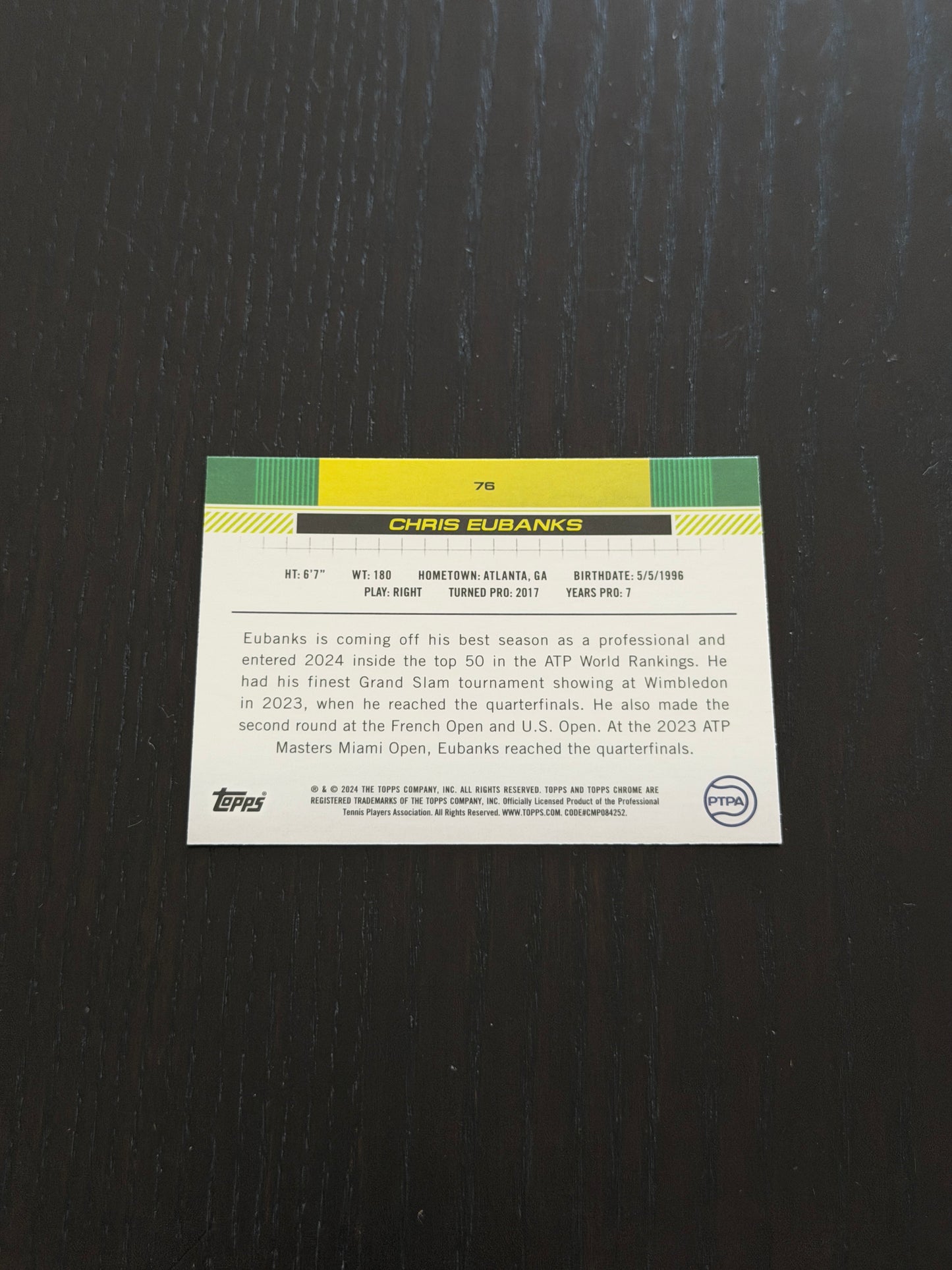 2024 Topps Chrome Sapphire Chris Eubanks — Green /125