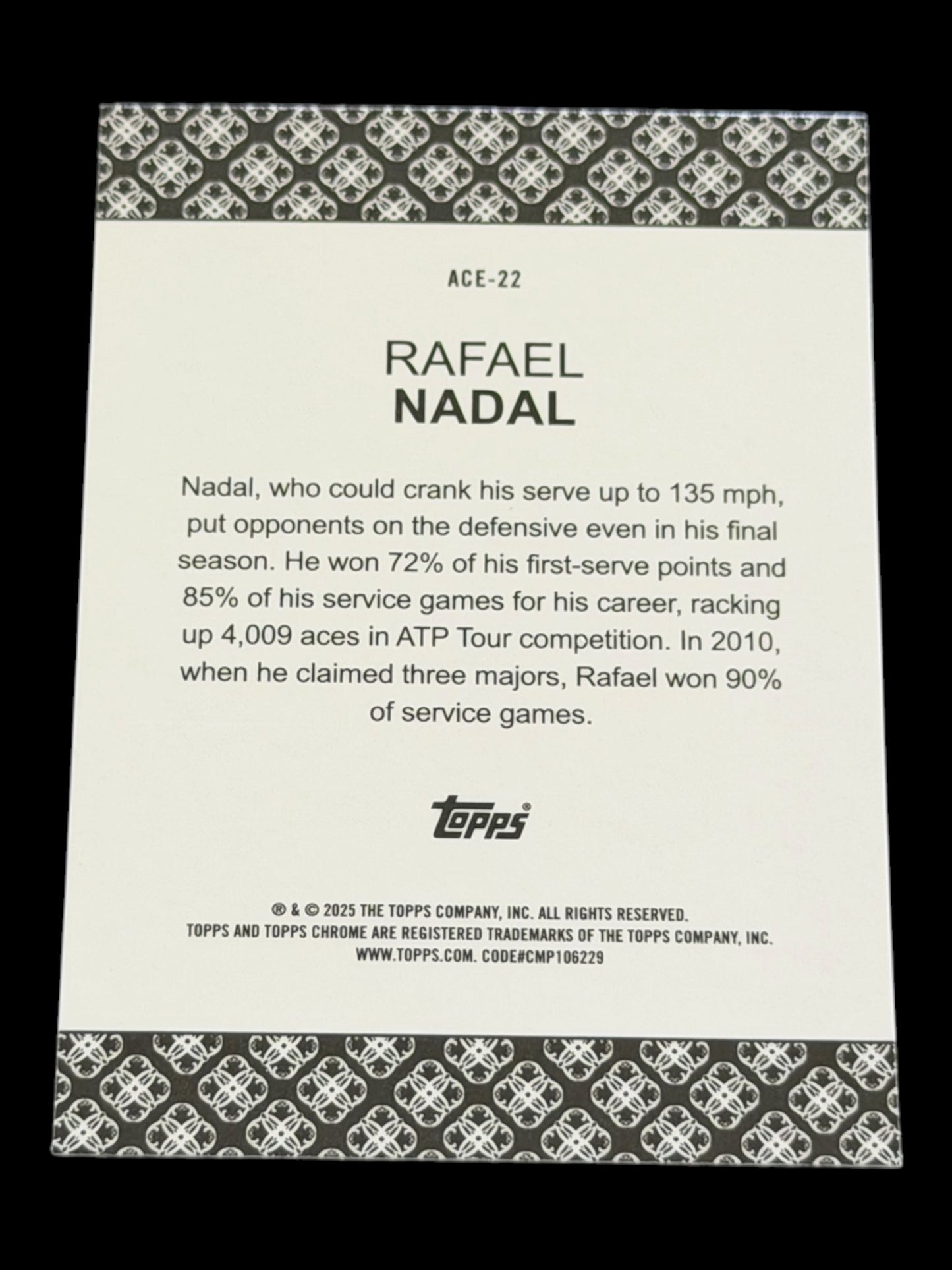 2025 Topps Chrome Rafael Nadal — Aces