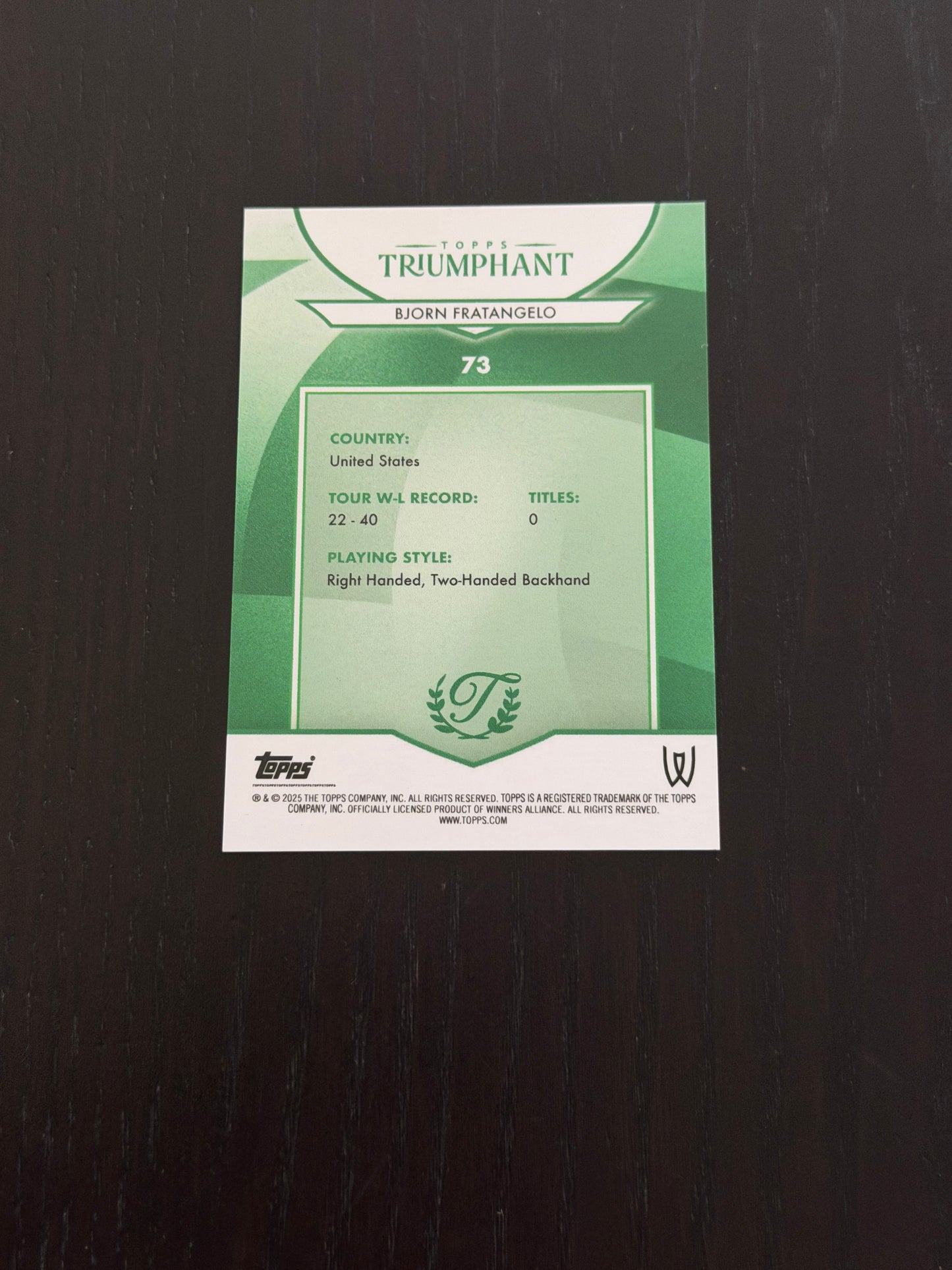 2025 Topps Triumphant Bjorn Fratangelo Orange /25