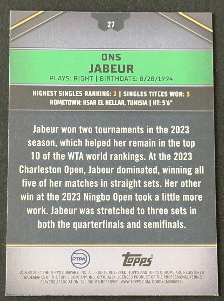 2024 Topps Graphite Tennis Aqua Refractor 091/199 Ons Jabeur