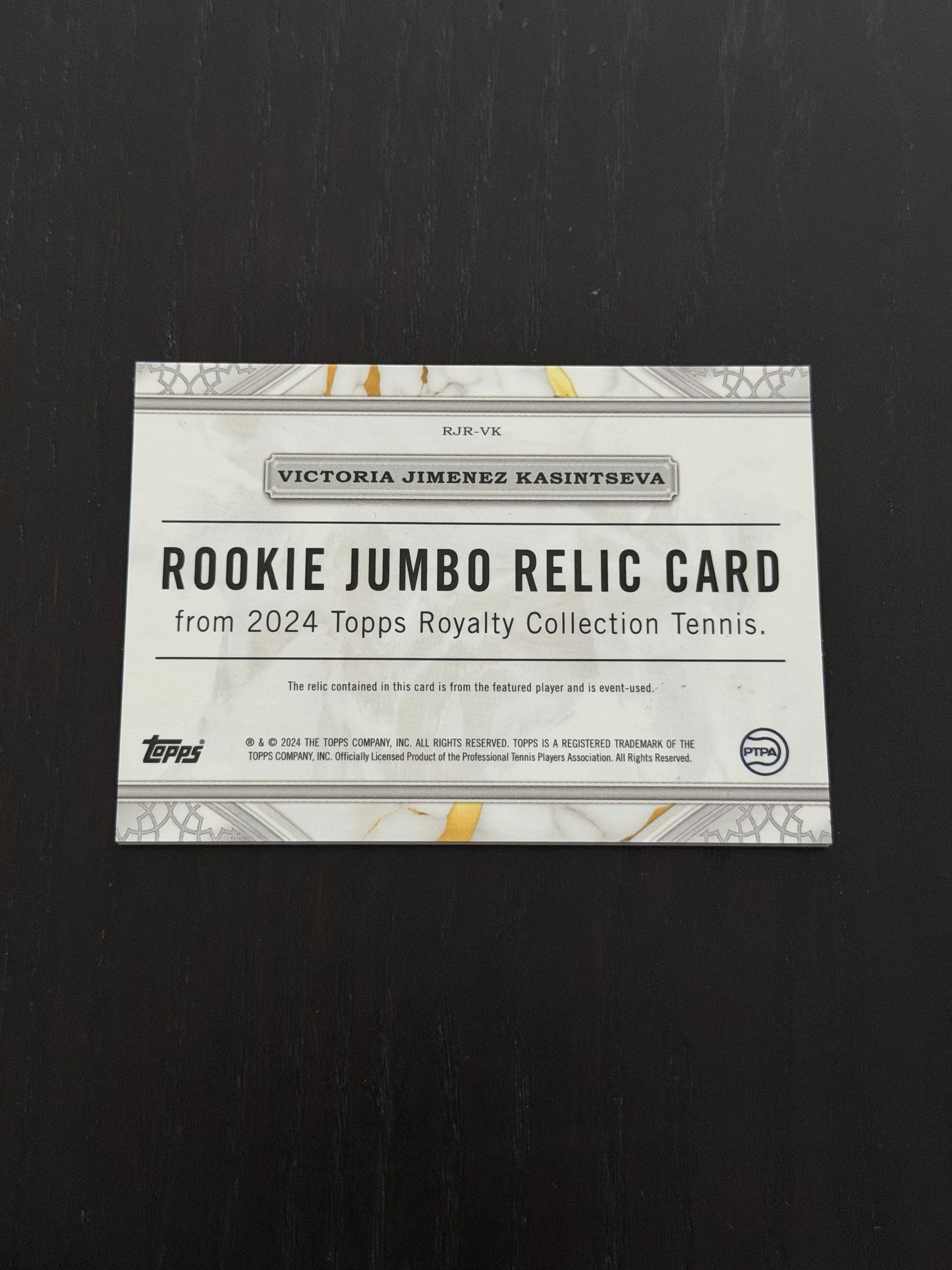 2024 Topps Royalty Rookie Jumbo Relic 38/50 Victoria Jimenez Kasintseva