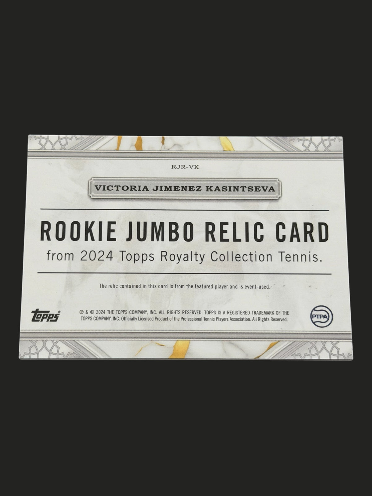 2024 Topps Royalty Victoria Jimenez Kasintseva — Rookie Jumbo Relic /50 tennis card
