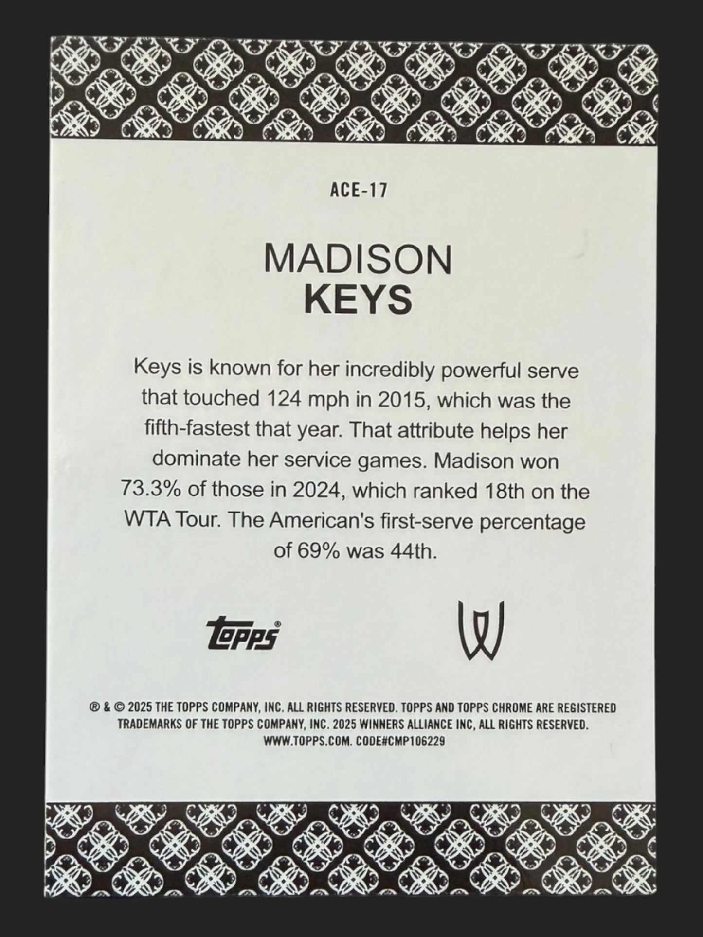 2025 Topps Chrome Tennis Aces Madison Keys