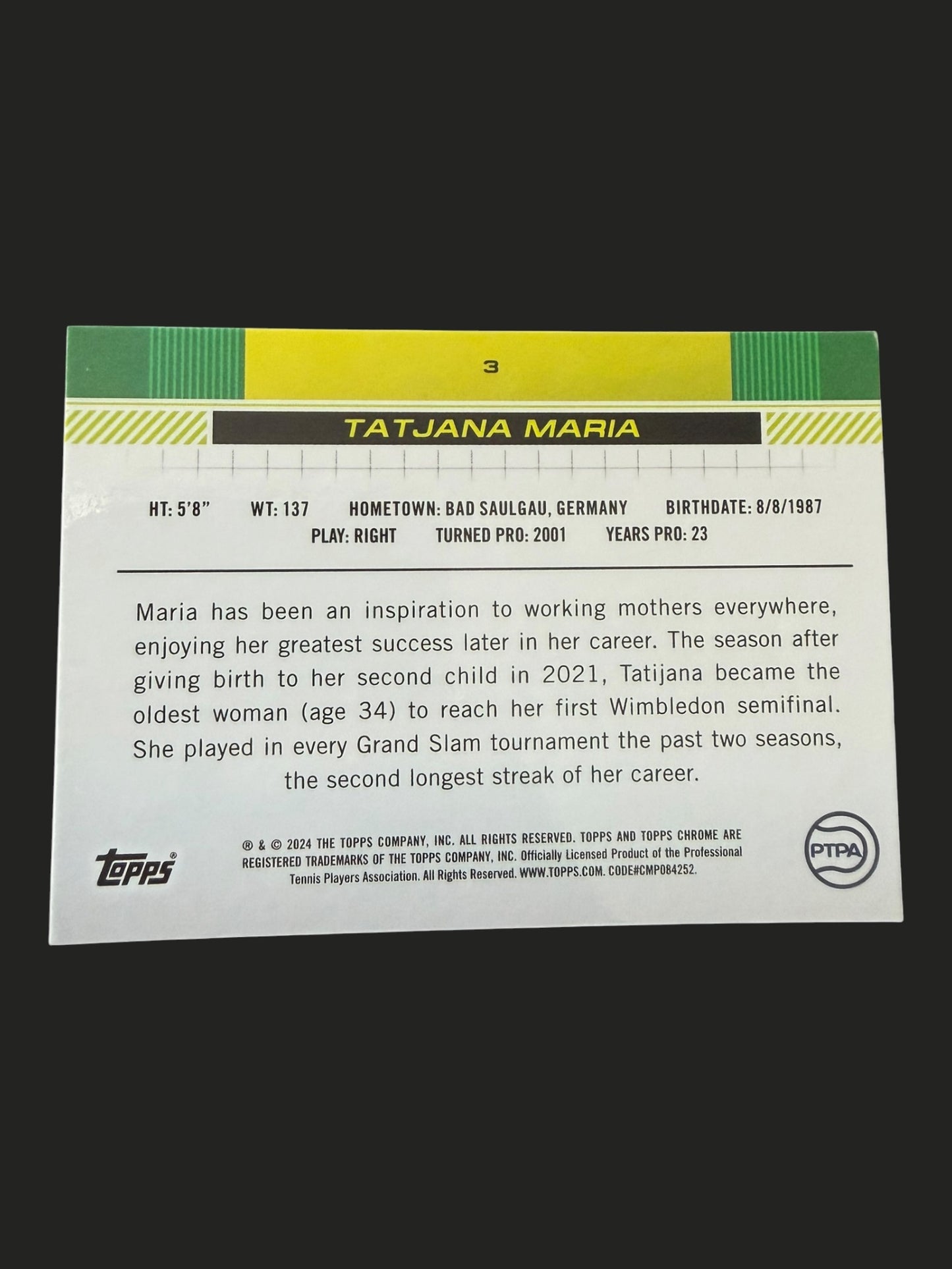 2024 Topps Chrome Prism Refractor Tatjana Maria