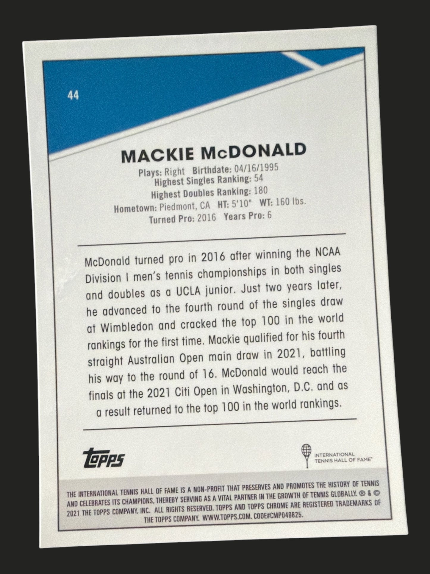 2021 Topps Chrome Tennis Mackie McDonald