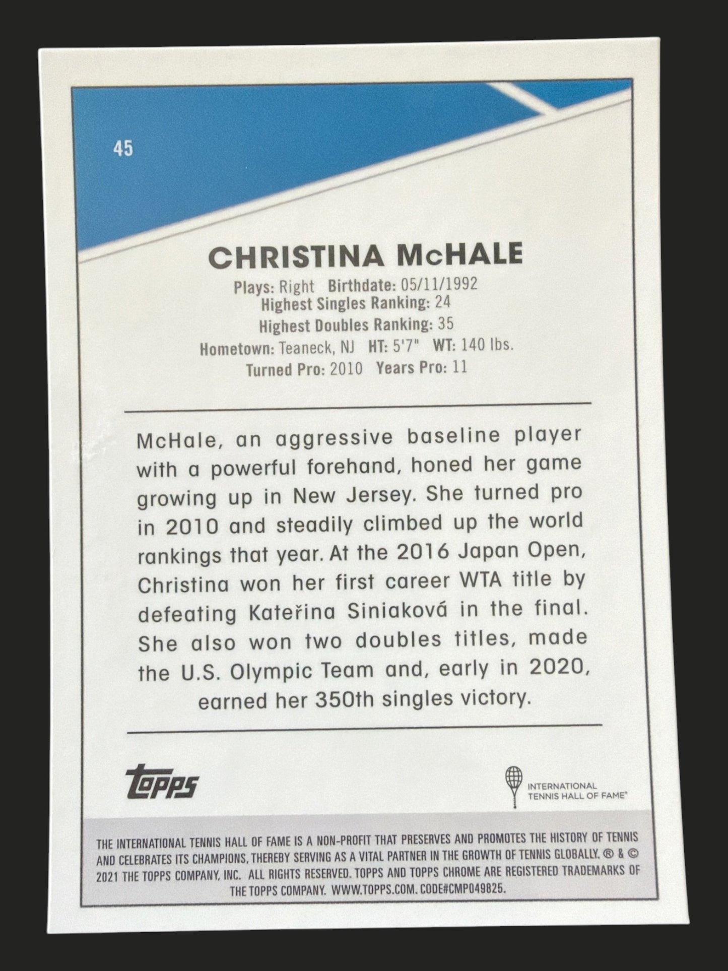 2021 Topps Chrome Tennis Christina McHale