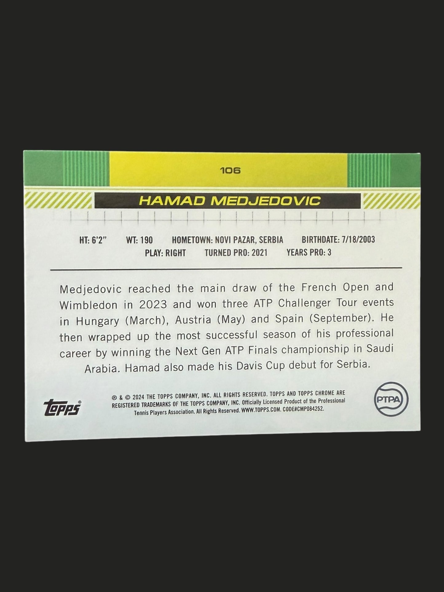 2024 Topps Chrome Sapphire Hamad Medjedovic
