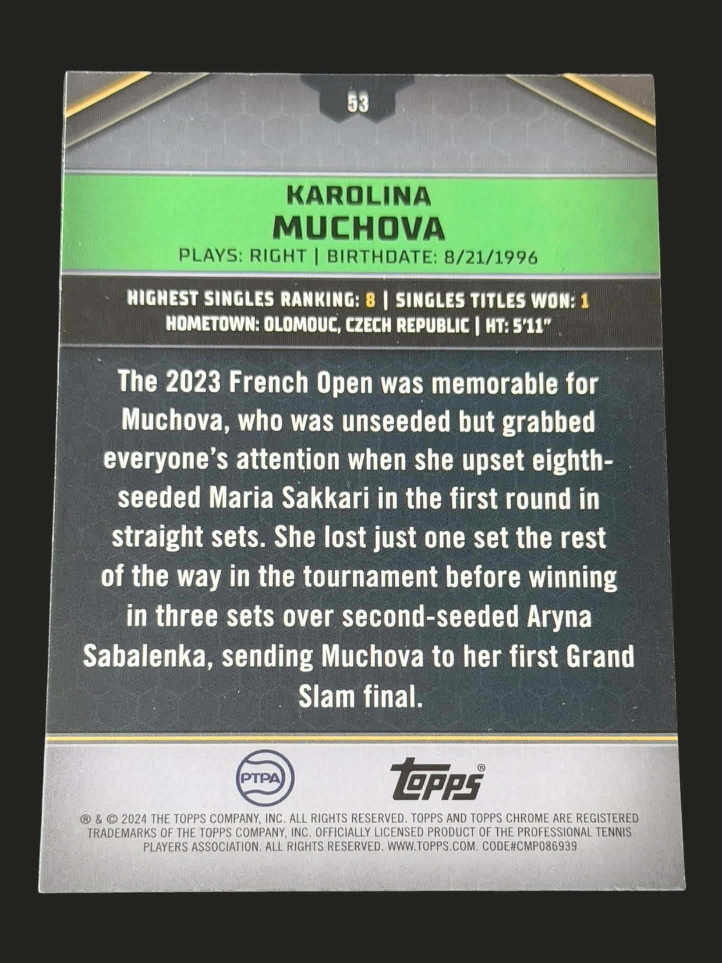 2024 Topps Graphite Karolina Muchova