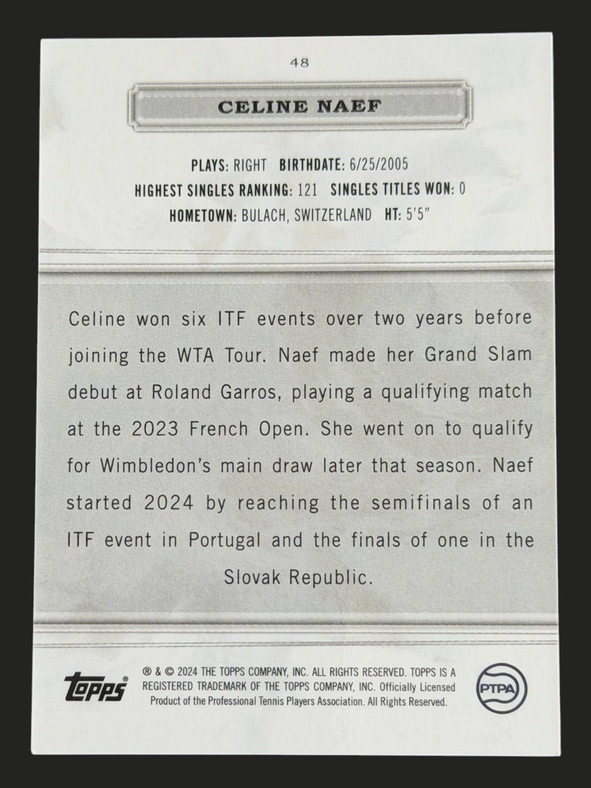 2024 Topps Royalty Celine Naef /99 tennis card
