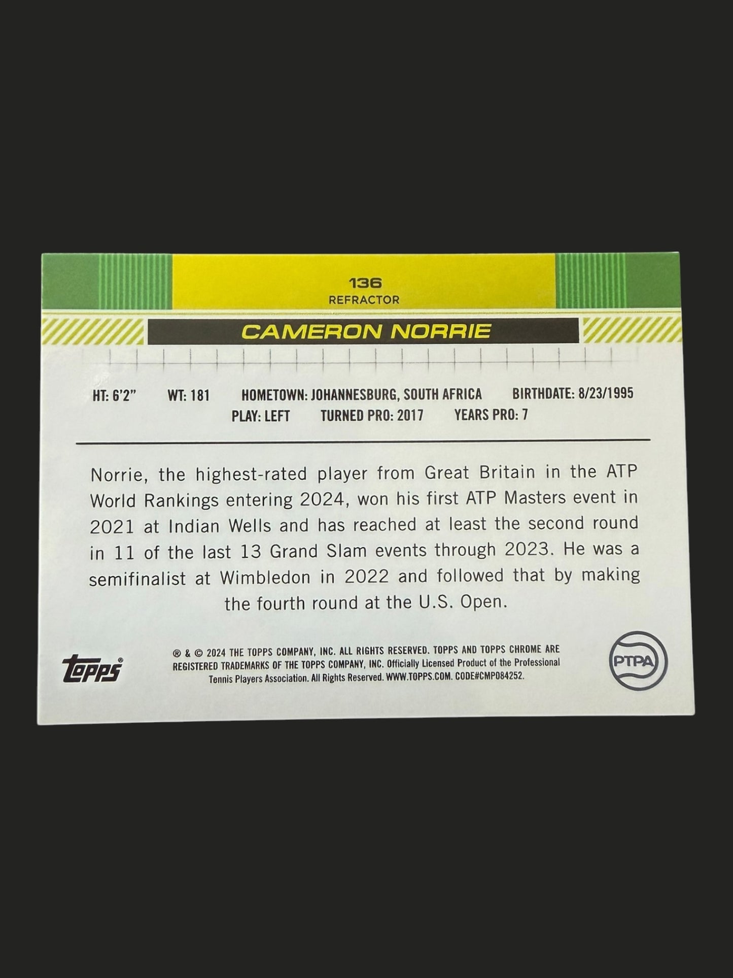 2024 Topps Chrome Refractor Cameron Norrie
