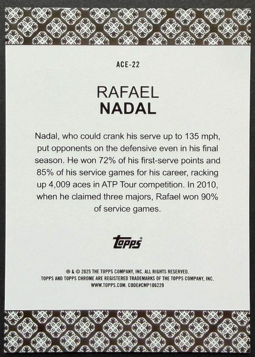 2025 Topps Chrome Aces Rafael Nadal Gold Refractor 02/50