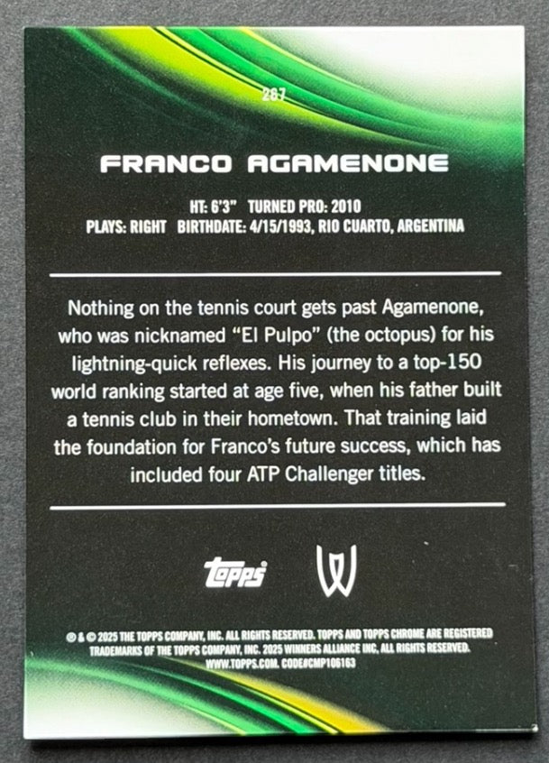2025 Topps Chrome Tennis Gold Refractor 43/50 Franco Agamenone