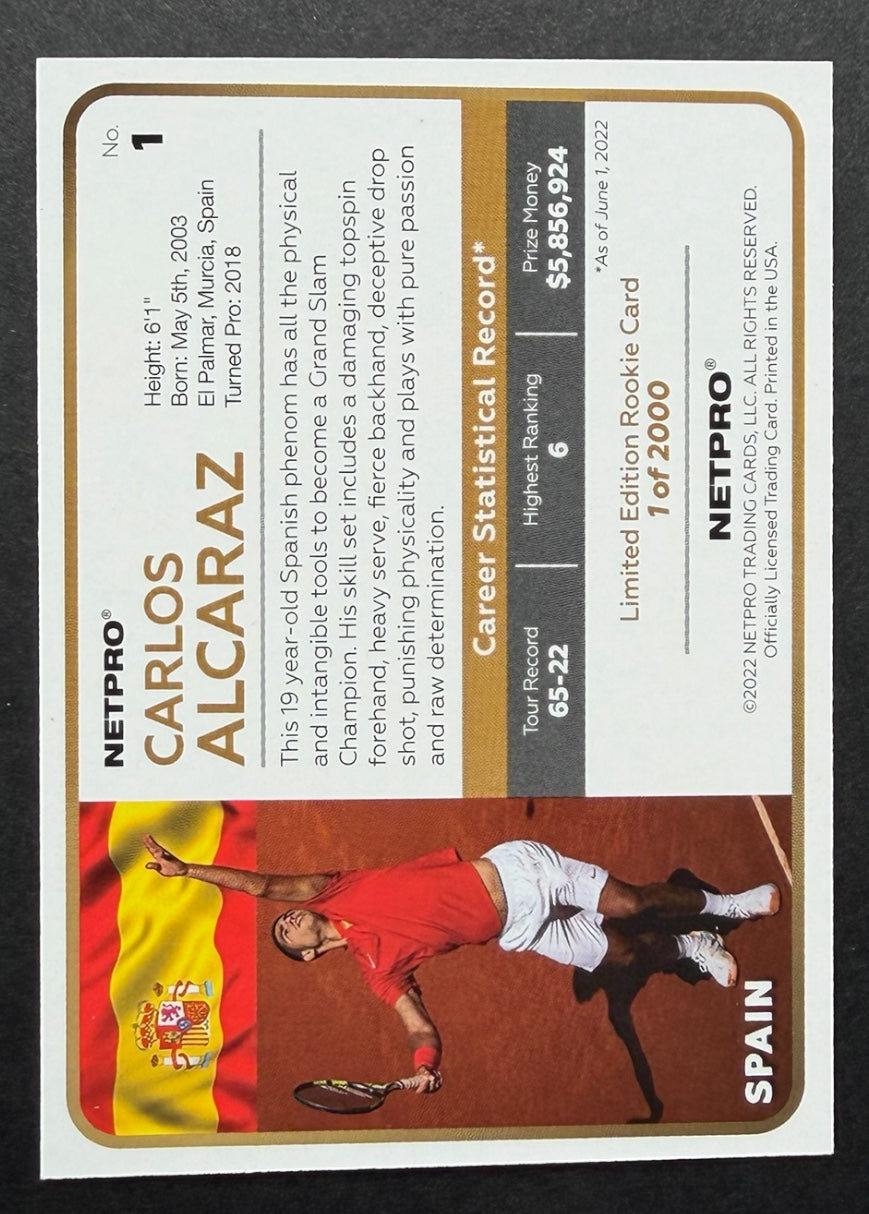 2022 Netpro Carlos Alcaraz Green Shirt (1 of 2000)