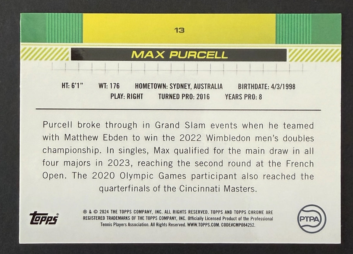 2024 Topps Chrome Tennis Pineapple Refractor 72/77 Max Purcell