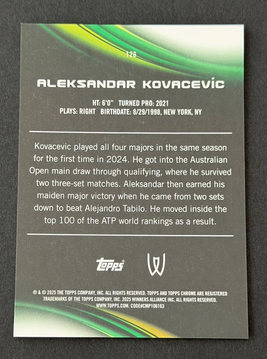 2025 Topps Chrome Tennis Gold Geometric Refractor 27/50 Aleksandar Kovacevic