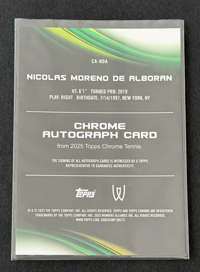 2025 Topps Chrome Tennis Green Geometric Auto 15/99 Nicolas Moreno De Alboran