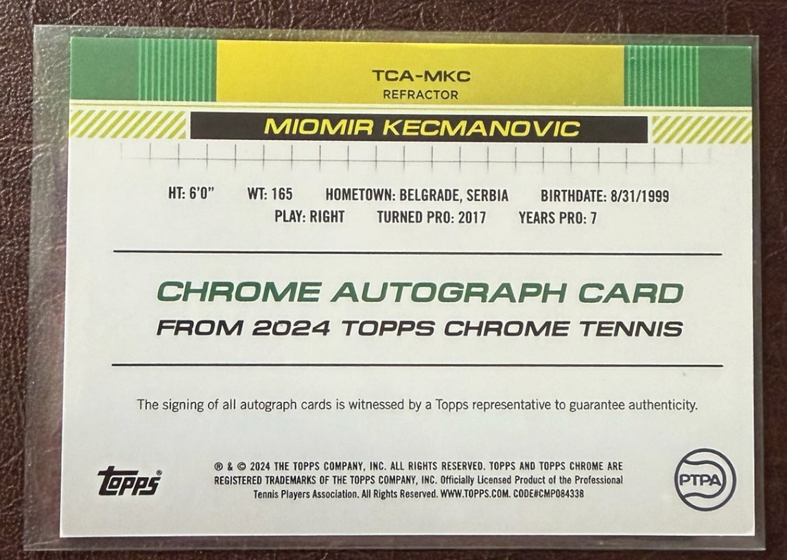 2024 Topps Chrome Refractor Autograph 110/499 Miomir Kecmanovic