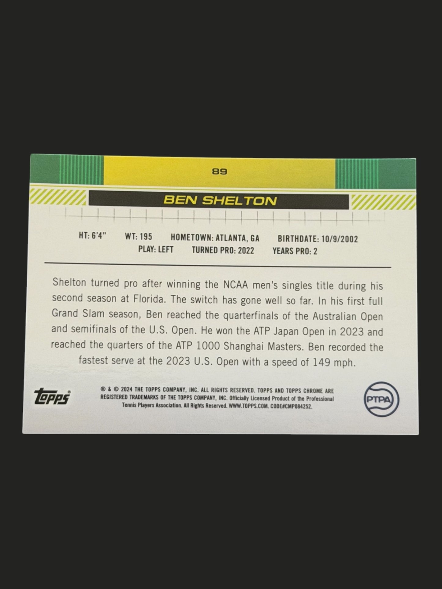 2024 Topps Chrome Sapphire Ben Shelton