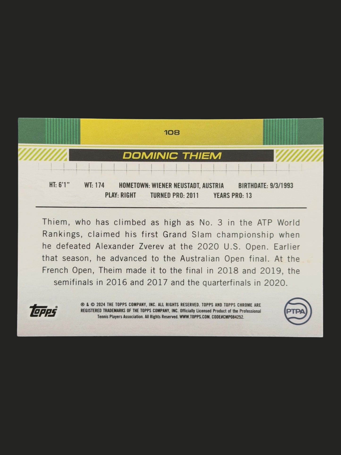 2024 Topps Chrome Dominic Thiem