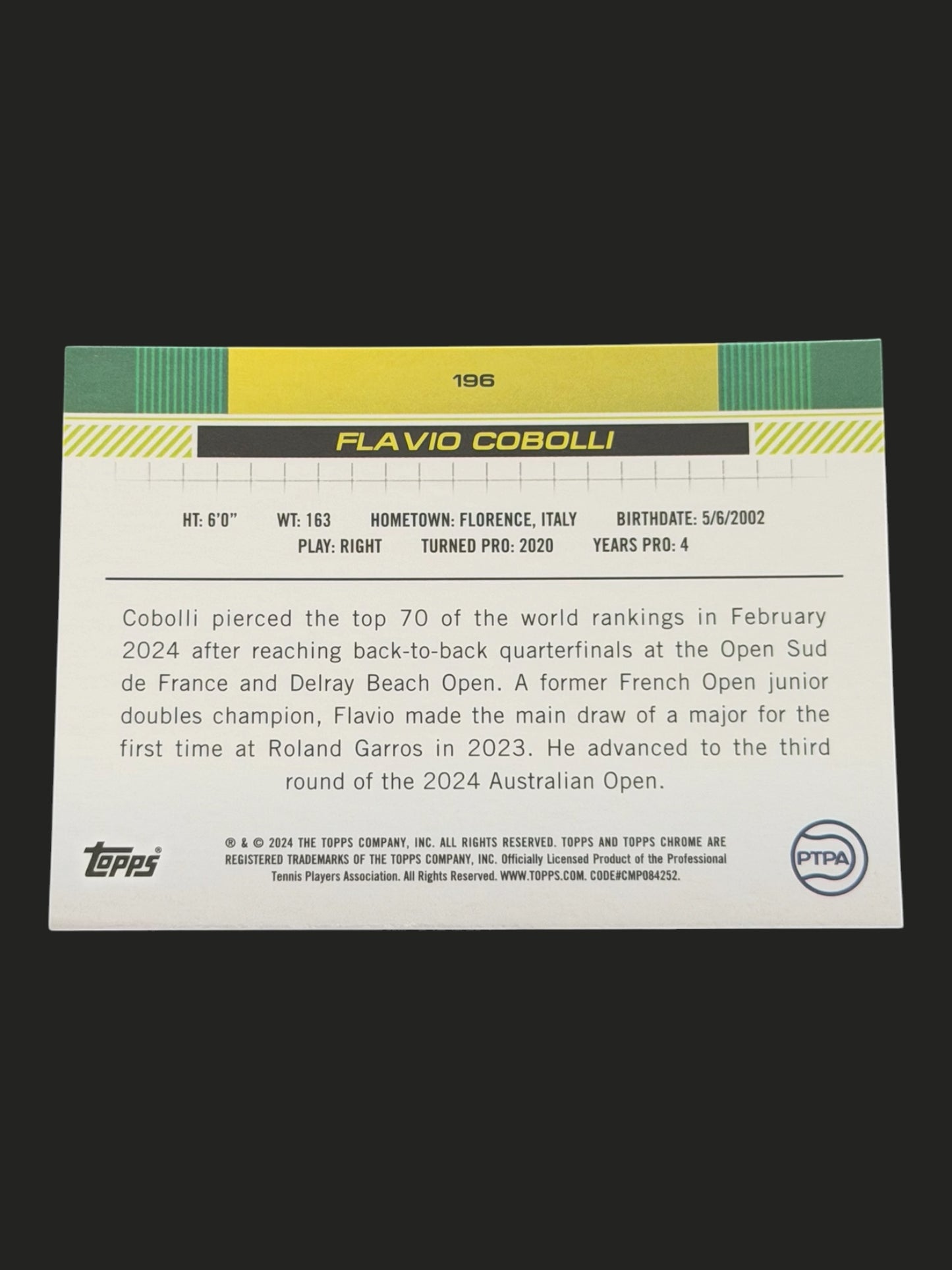 2024 Topps Chrome Flavio Cobolli