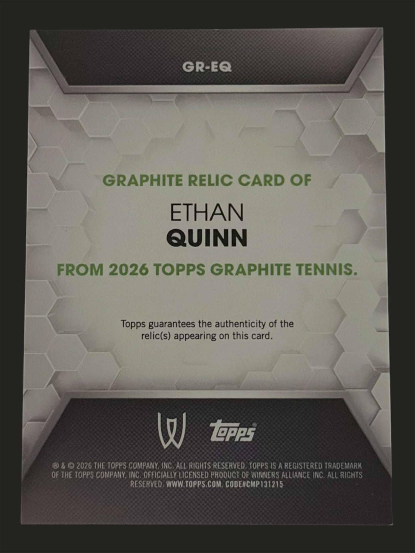 2026 Topps Graphite Relic Ethan Quinn