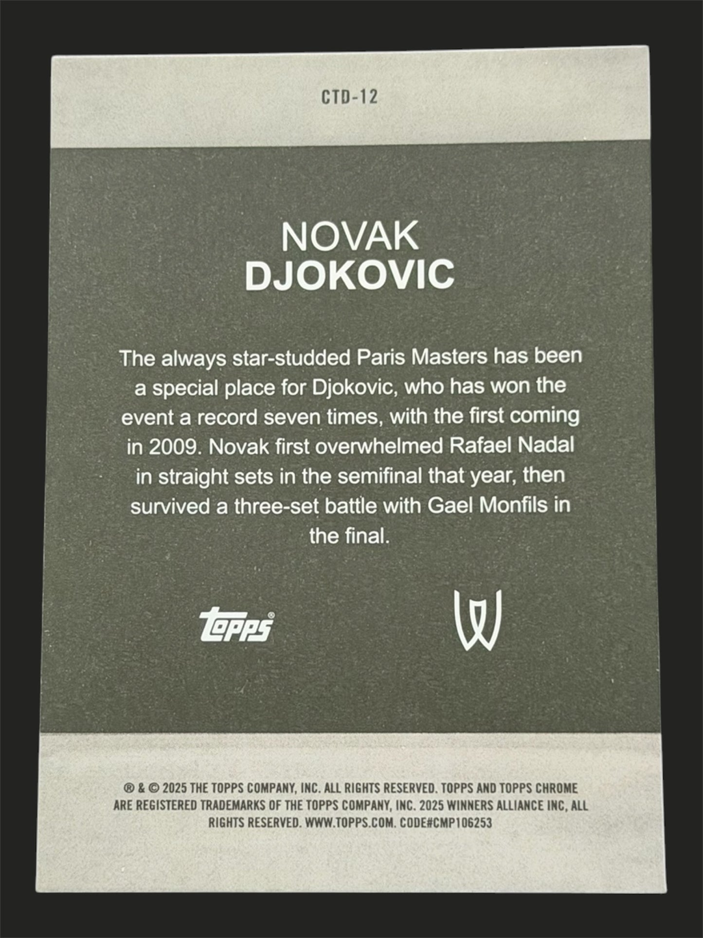 2025 Topps Chrome Tennis Captured Novak Djokovic