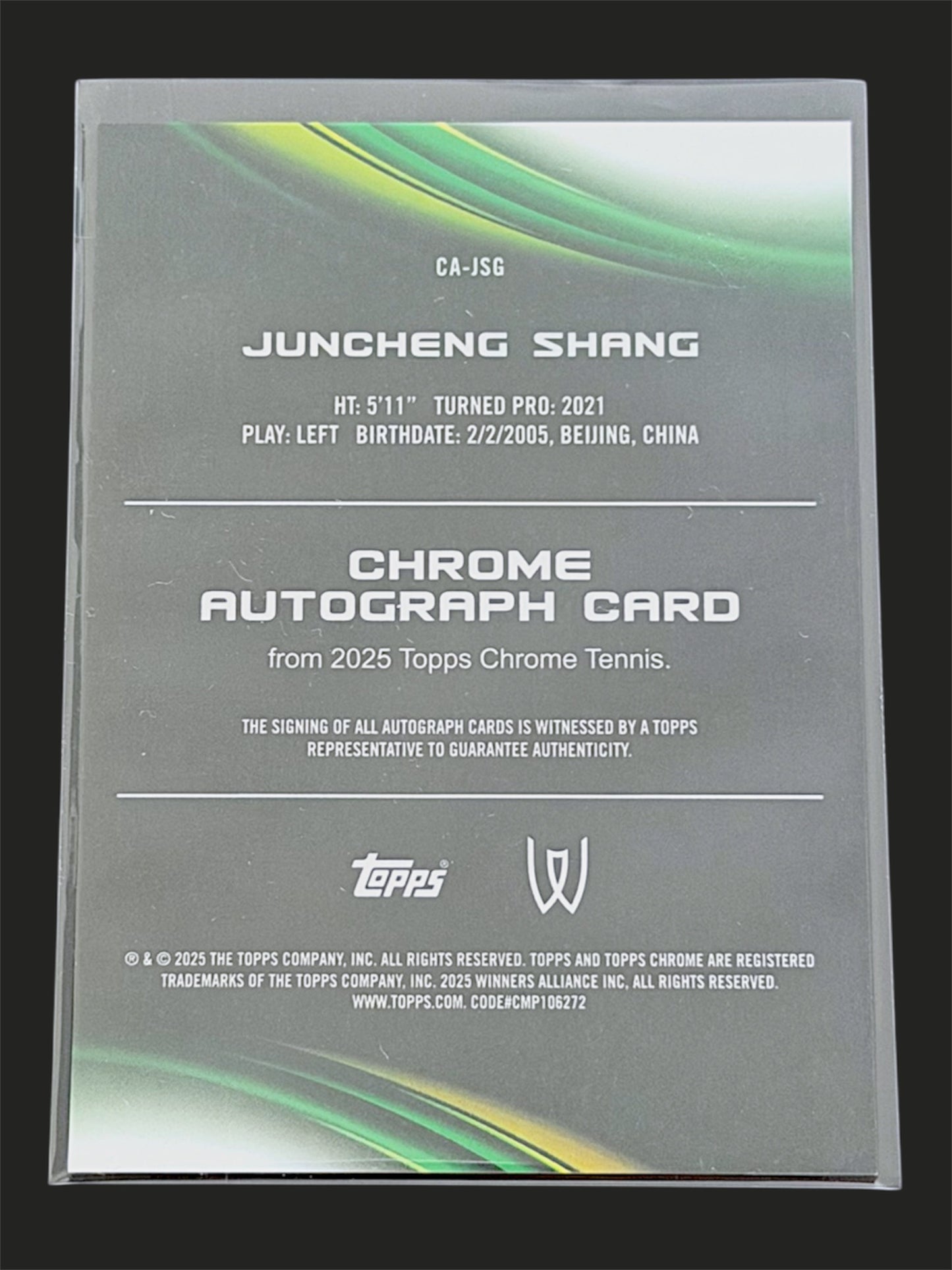 2025 Topps Chrome Sapphire Autograph Juncheng Shang