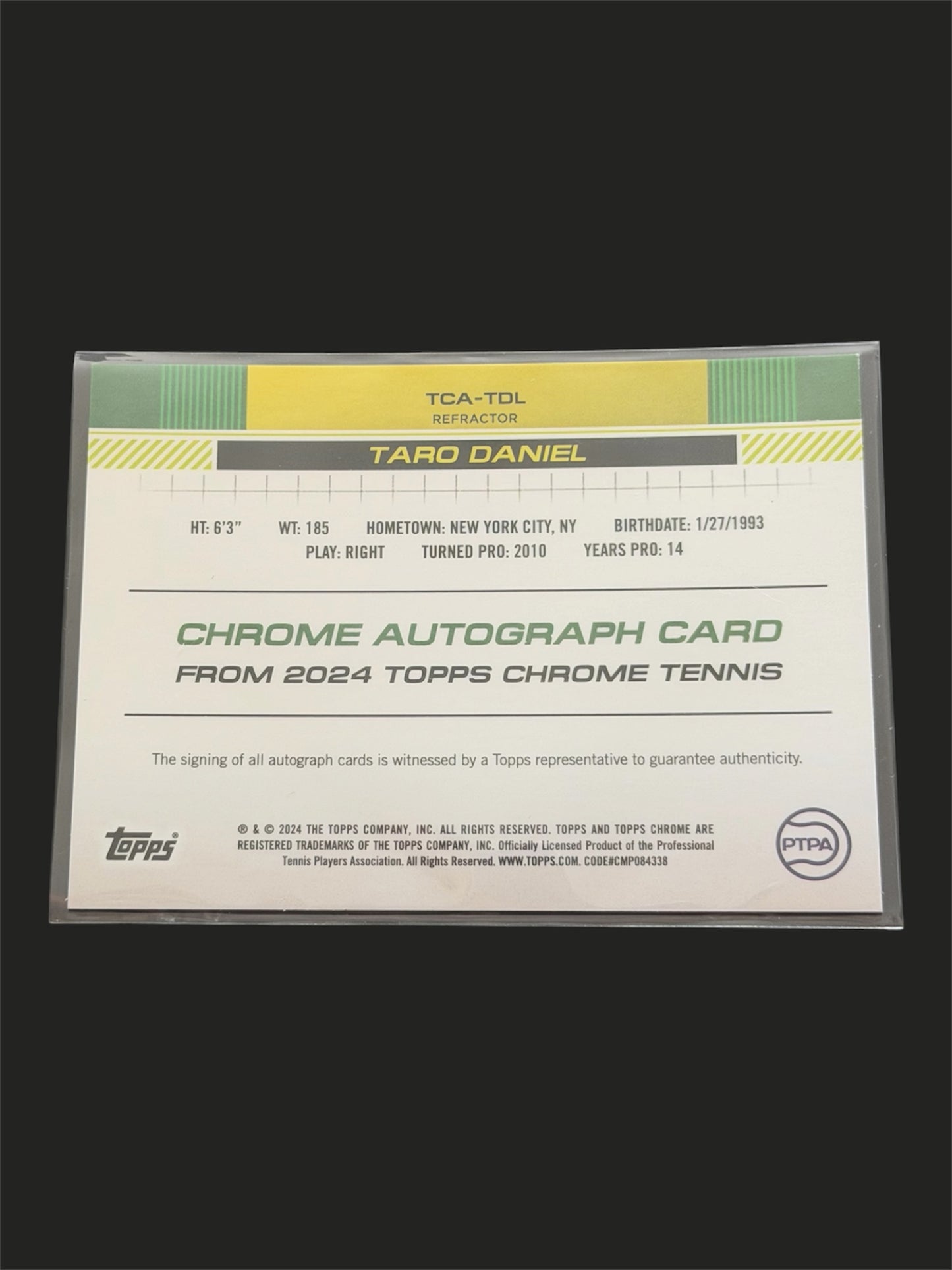 2024 Topps Chrome Refractor Autograph 184/499 Taro Daniel