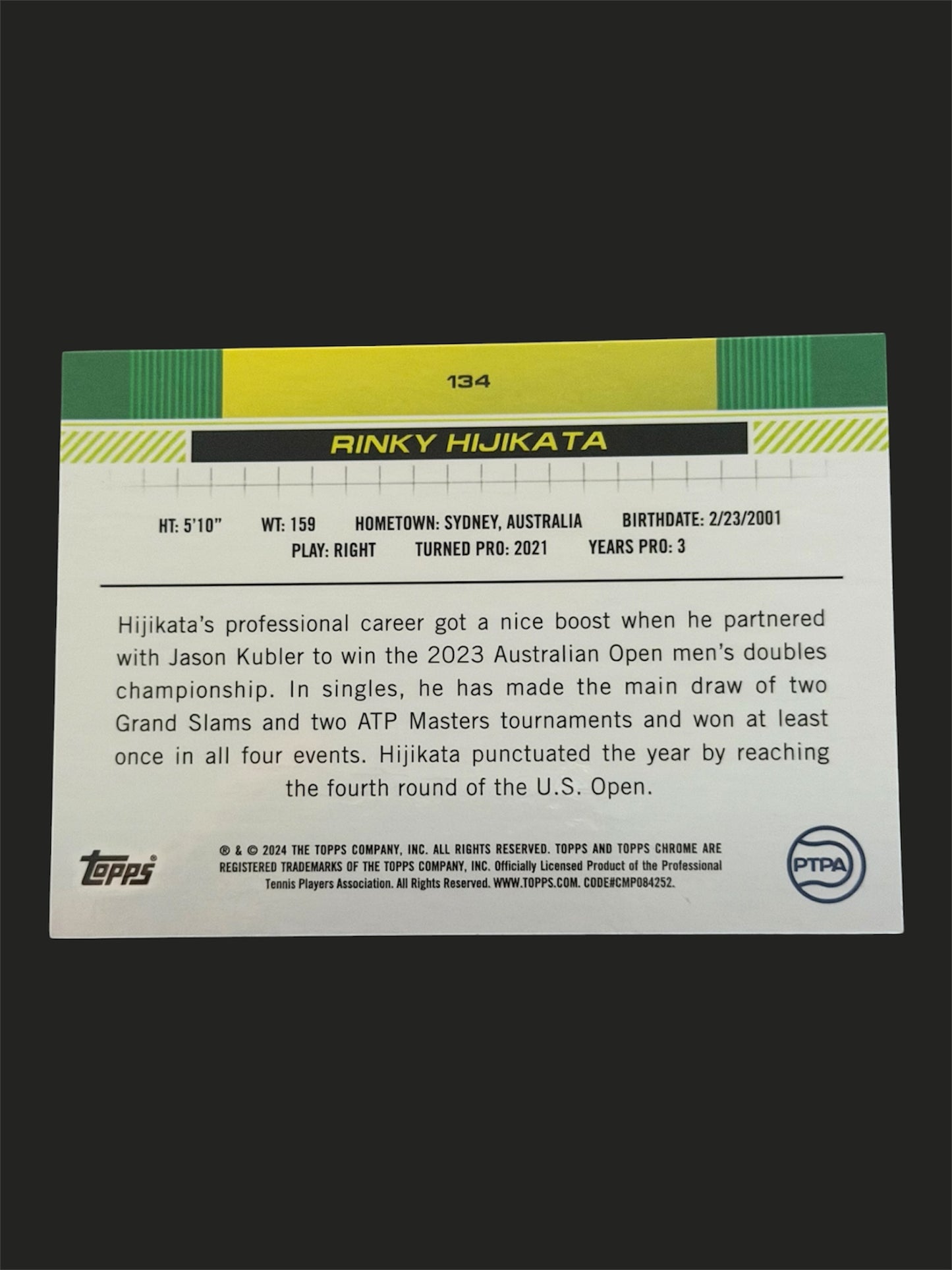 2024 Topps Chrome Tennis Gold Refractor /50 Rinky Hijikata