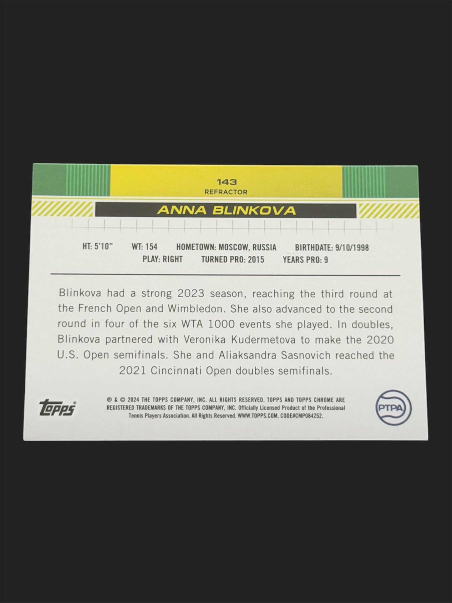 2024 Topps Chrome Refractor Anna Blinkova