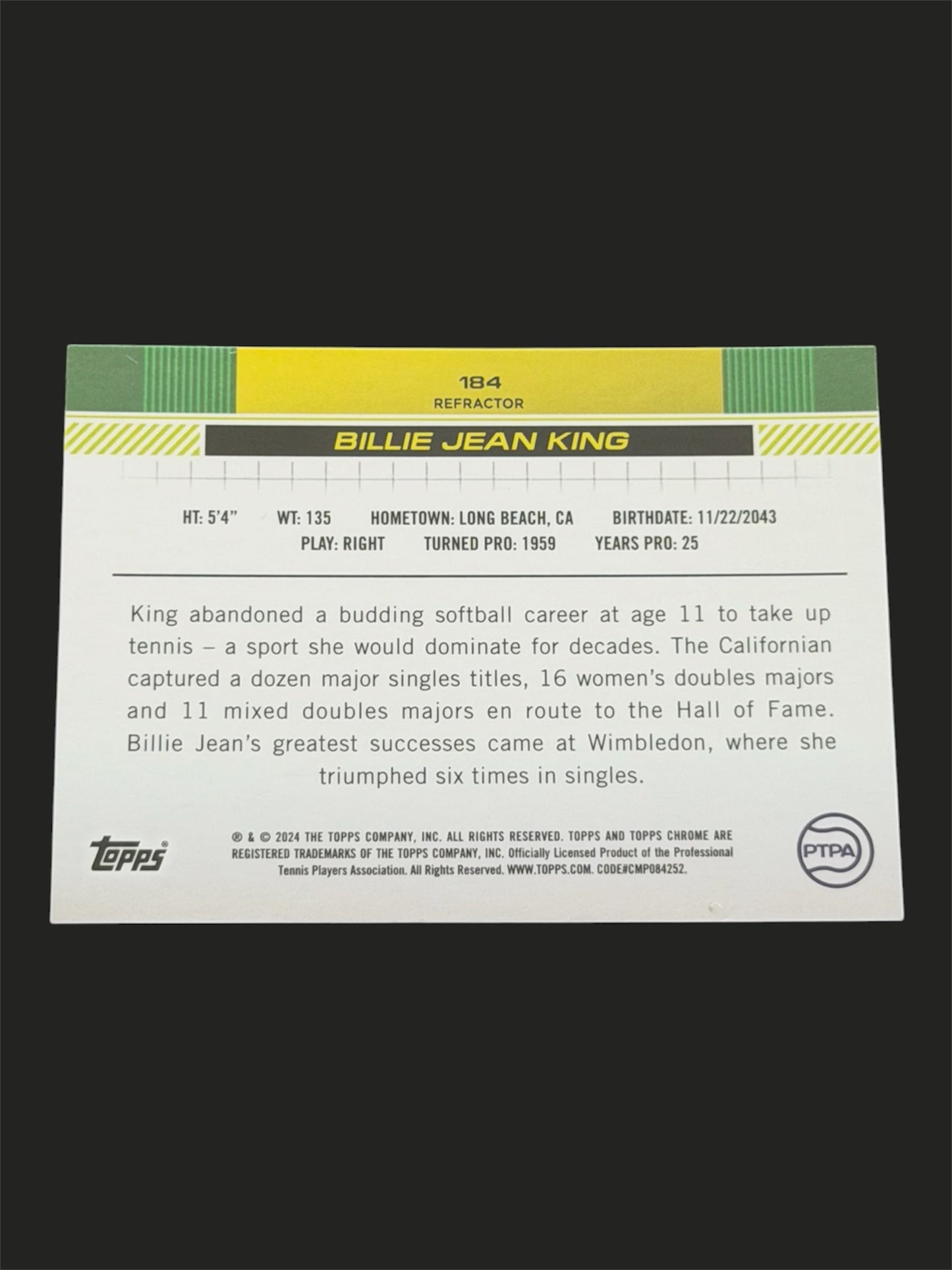 2024 Topps Chrome Refractor Billie Jean King