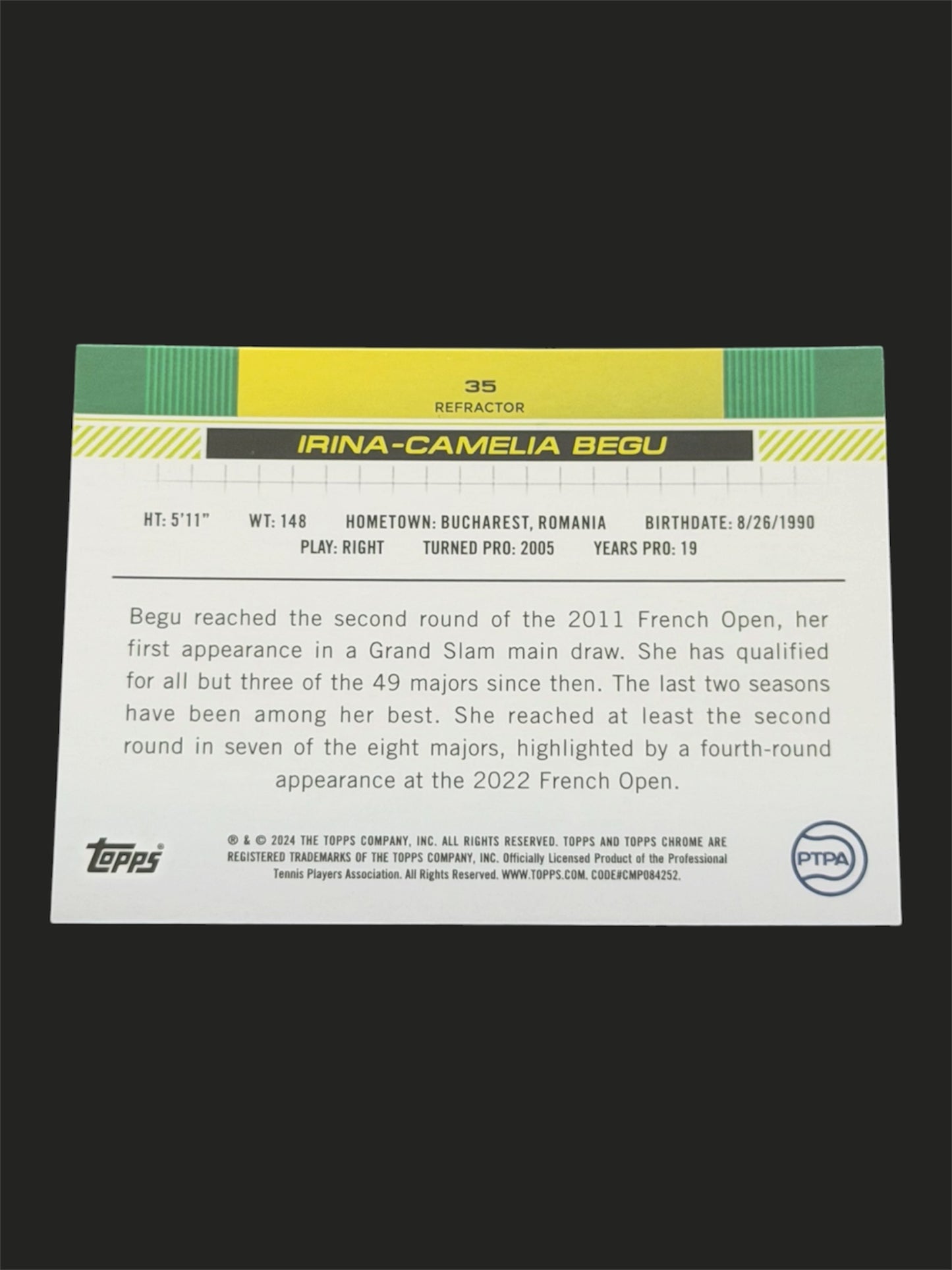 2024 Topps Chrome Irina-Camelia Begu — Refractor tennis card