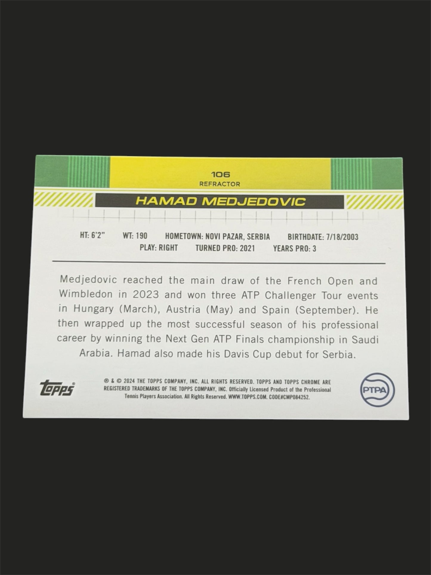 2024 Topps Chrome Refractor Hamad Medjedovic